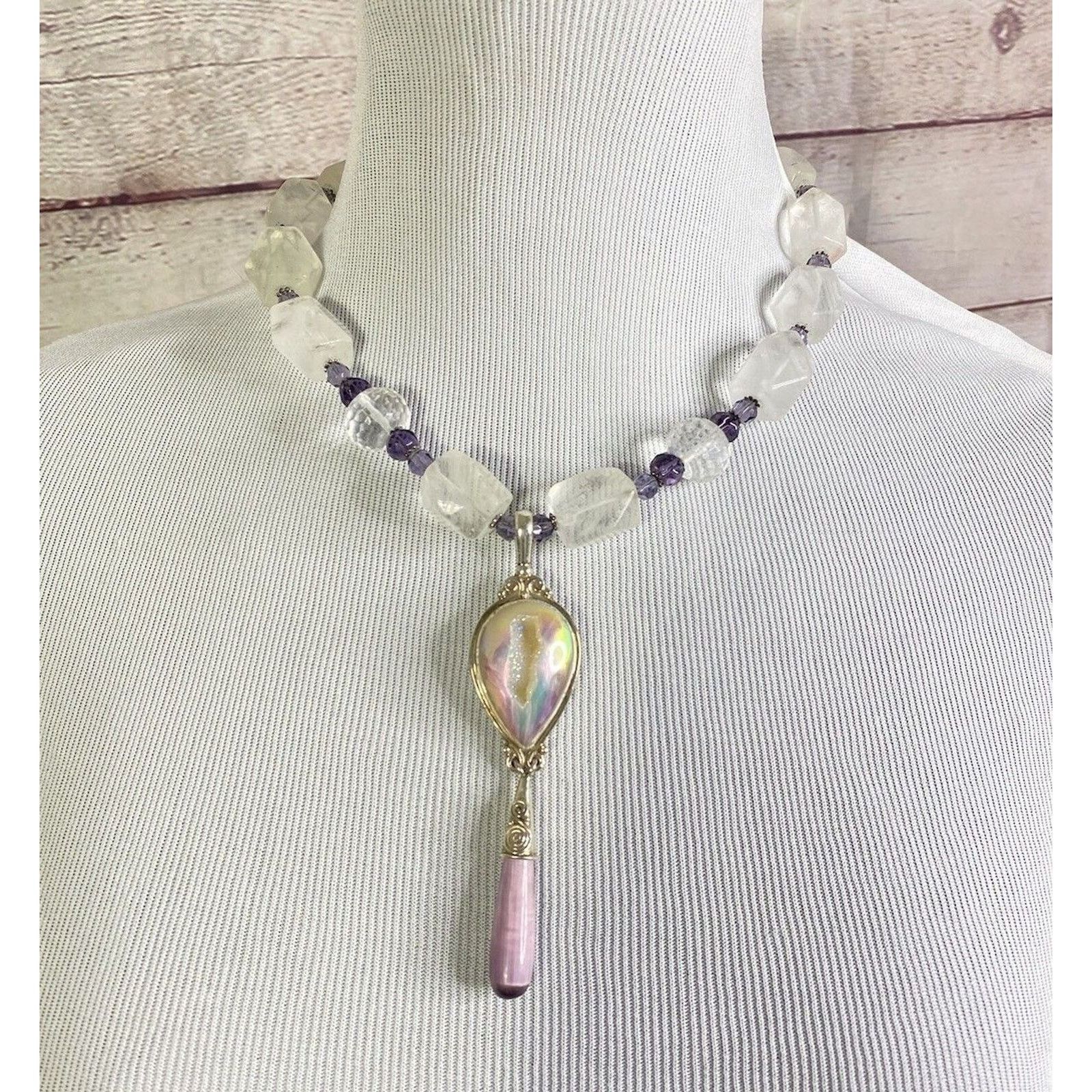 The Unbranded Brand SAJEN 925 STATEMENT PURPLE Catseye & DRUZY QUARTZ NECKLACE Size ONE SIZE - 1 Thumbnail