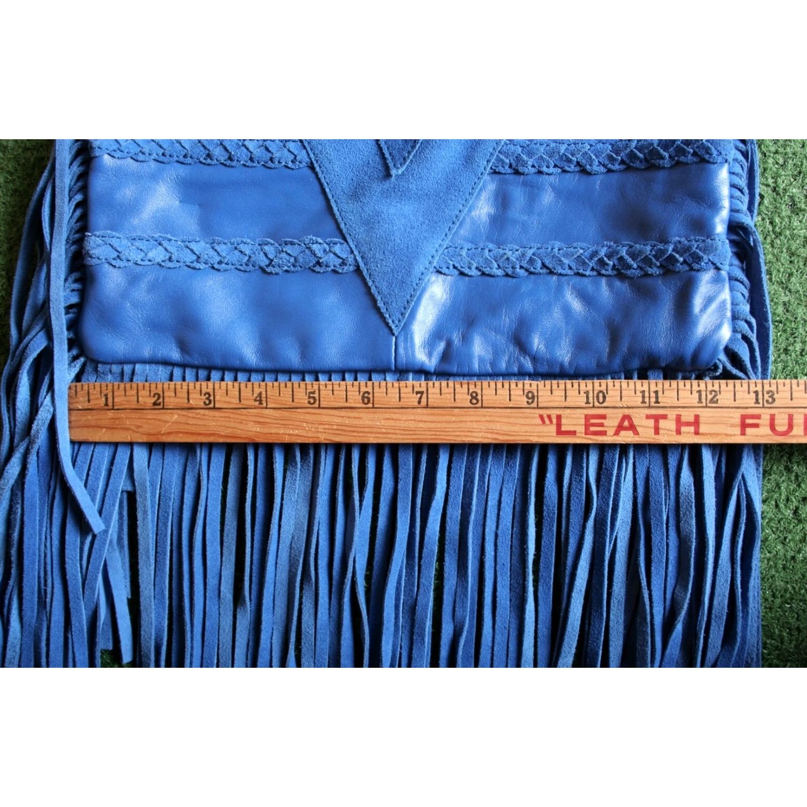 Vintage EMBER SKYE Leather & Suede Fringe Crossbody Bag - Cobalt Blue, Medium, Women's Shoulder/Shoulder Bag Size ONE SIZE - 7 Thumbnail