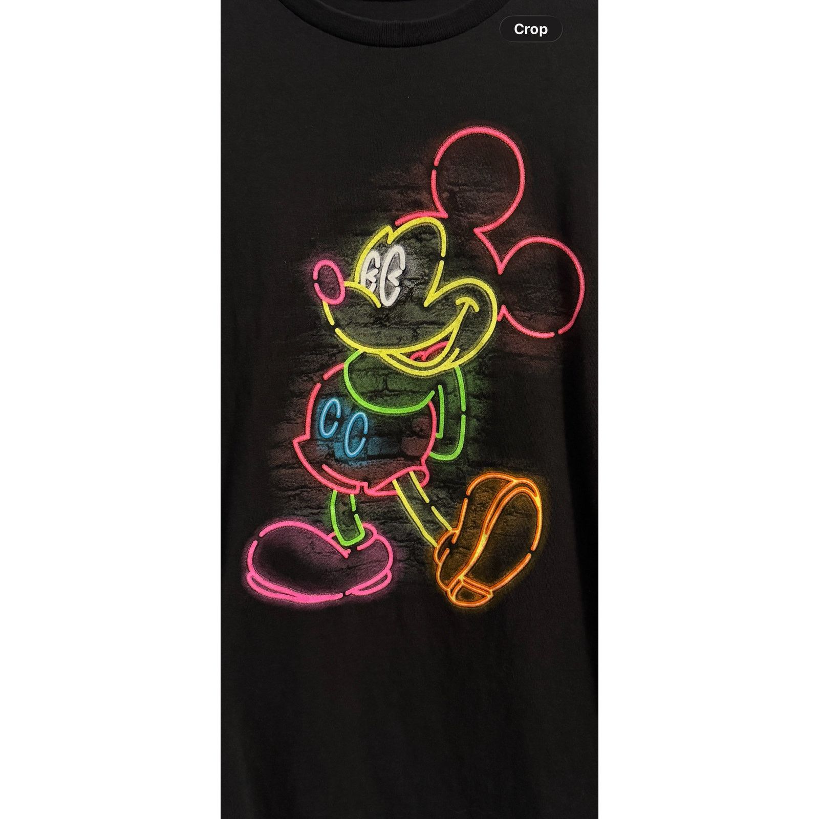 Disney Black Mickey Mouse Neon Graphic T-Shirt Cute Animal Size US M / EU 48-50 / 2 - 2 Thumbnail