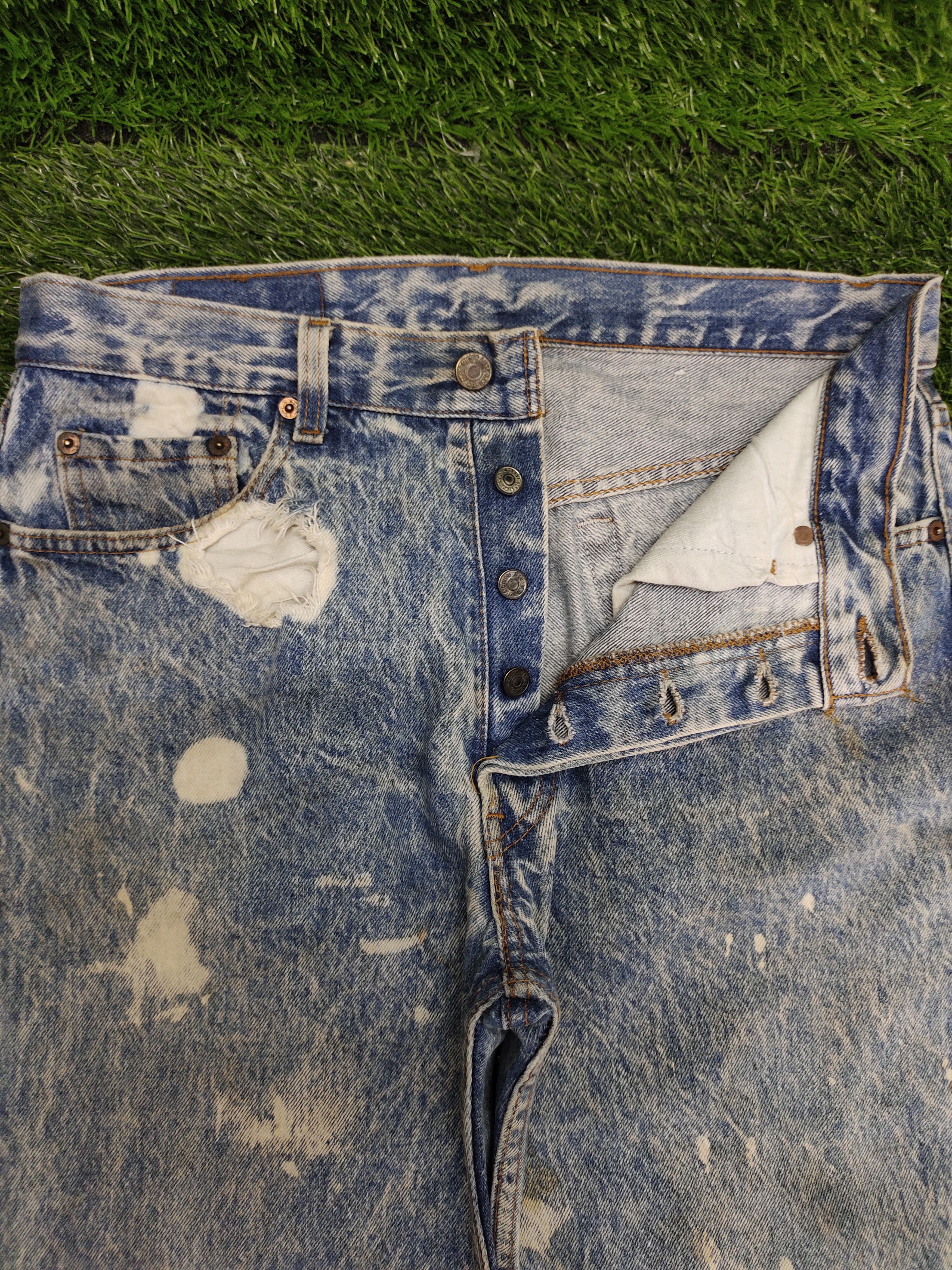 Levi's Size 31x32.5 Vintage 90s Levis 501 Acid Wash Jean Distressed Size US 31 - 15 Thumbnail