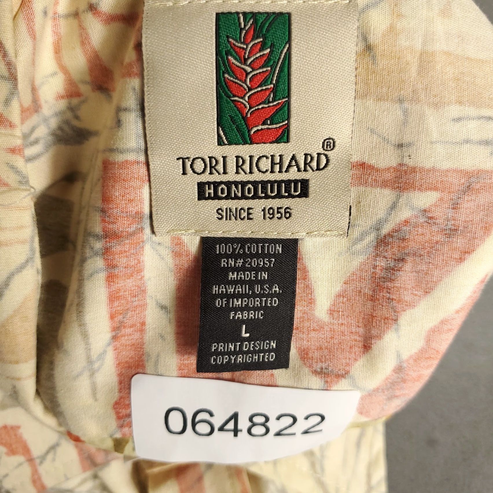 Tori Richard Tori Richard Shirt Mens Size Large Beige Casual Button Up Short Sleeve Size US L / EU 52-54 / 3 - 7 Thumbnail
