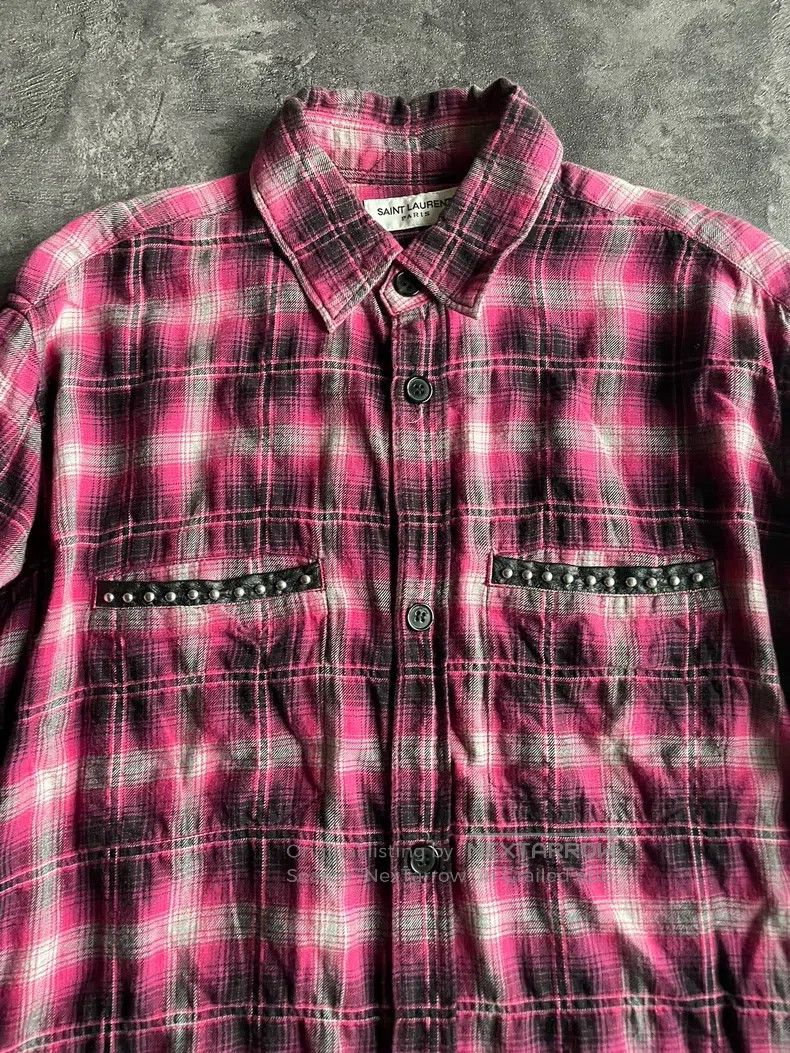 Saint Laurent Paris Saint Laurent Paris Frayed Washed Plaid Shirt Size US M / EU 48-50 / 2 - 3 Thumbnail