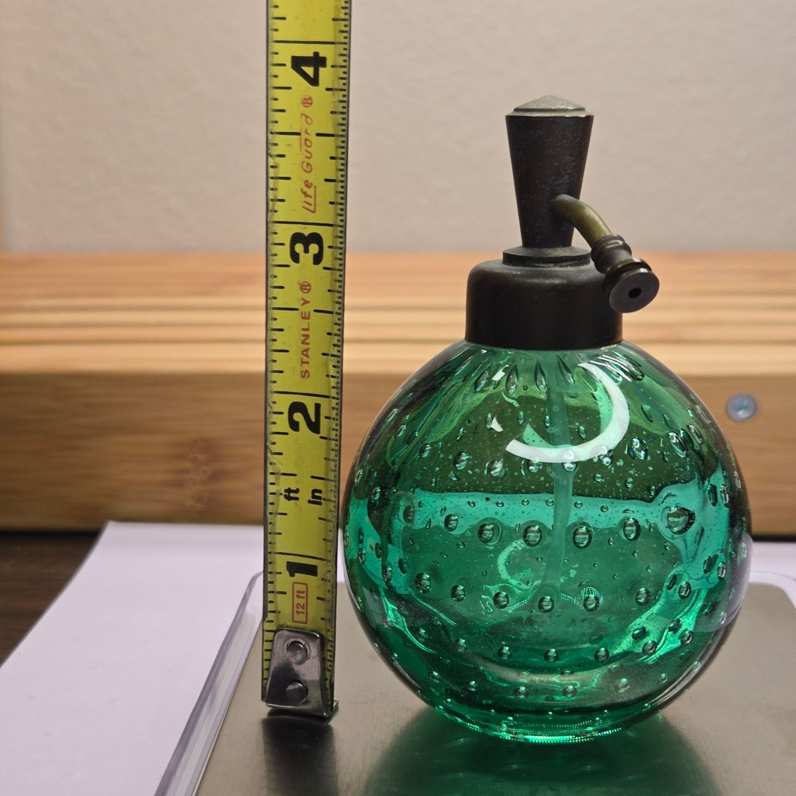 Murano Art Deco Emerald Bubble Glass Perfume Atomizer Hand Blown Size ONE SIZE - 12 Thumbnail