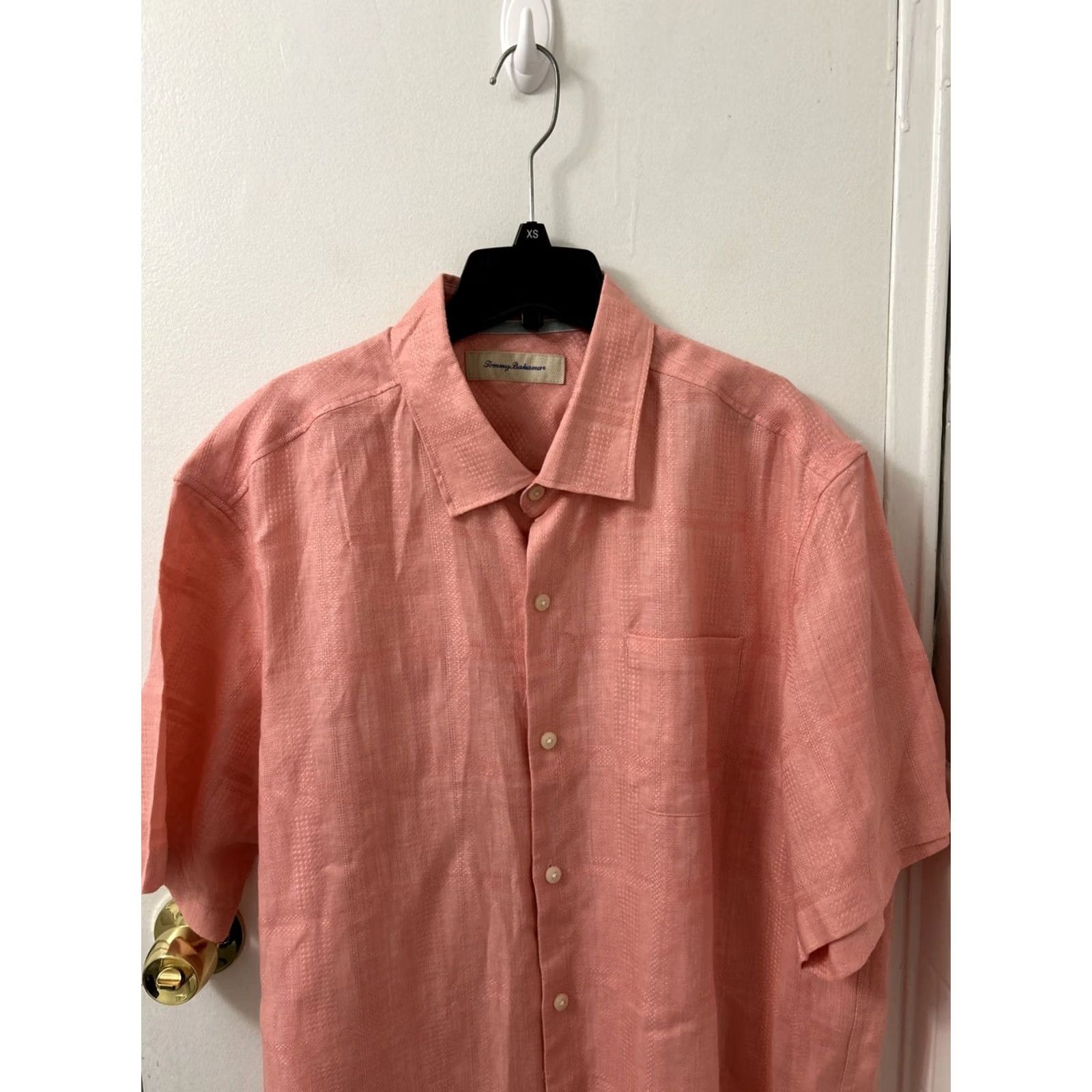Tommy Bahama Tommy Bahama Shirt Mens XL Pink 100% Linen Plaid Button-Down Pocket Short Sleeve Size US XL / EU 56 / 4 - 2 Thumbnail