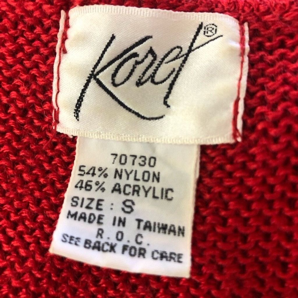 Vintage 90s Koret Knit Blouse Sweater Collar Short Sleeves Red sz S Size S / US 4 / IT 40 - 9 Thumbnail