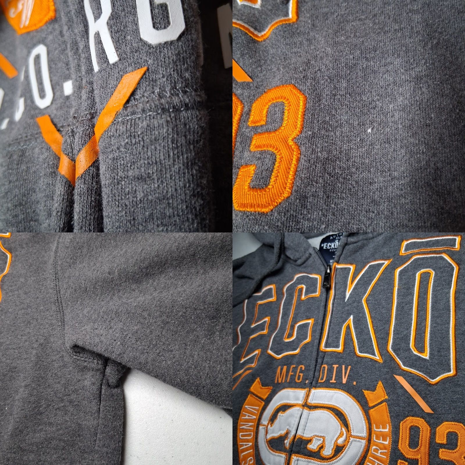 Ecko Unltd. VINTAGE Ecko UNLTD Hooded Sweatshirt Men M Gray Orange Full Zip Hoodie Streetwear READ Size US M / EU 48-50 / 2 - 9 Thumbnail