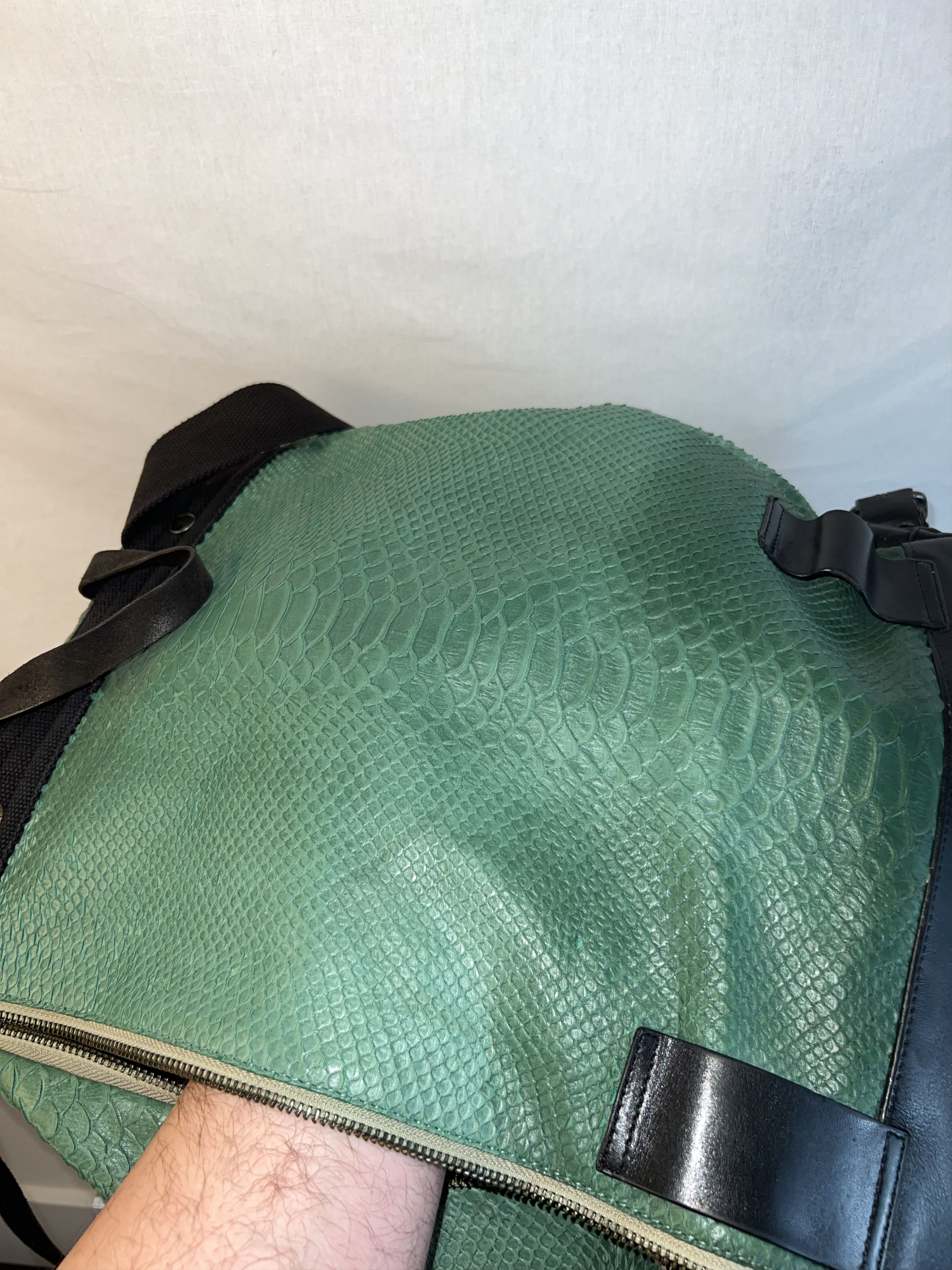 Dries Van Noten Dries Van Noten - Green Leather Payton Embossed XL Backpack Size ONE SIZE - 12 Thumbnail