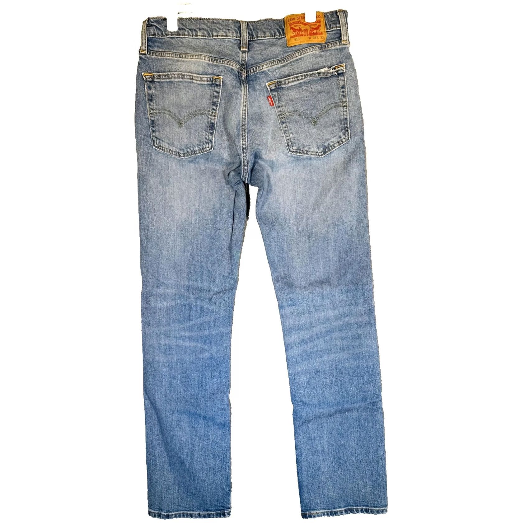 Levi's Levi's 513 Jeans Mens 32x32 Blue Light Wash Slim Straight Stretch Denim Zip Fly Size US 32 / EU 48 - 6 Thumbnail
