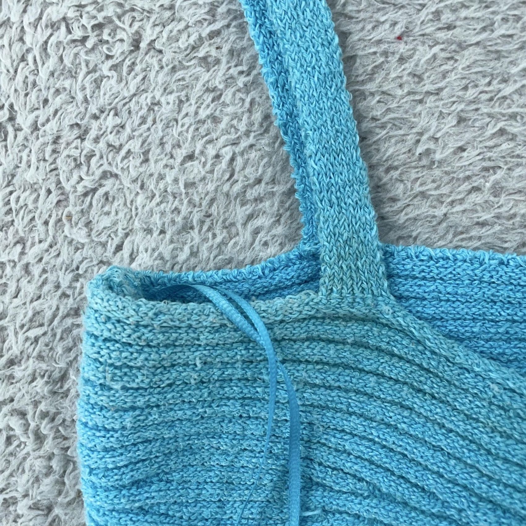 Zara Zara Womens Medium Blue Knit Cami Crop Tank Top Strappy Stretch Ribbed Lace Up Size M / US 6-8 / IT 42-44 - 2 Thumbnail