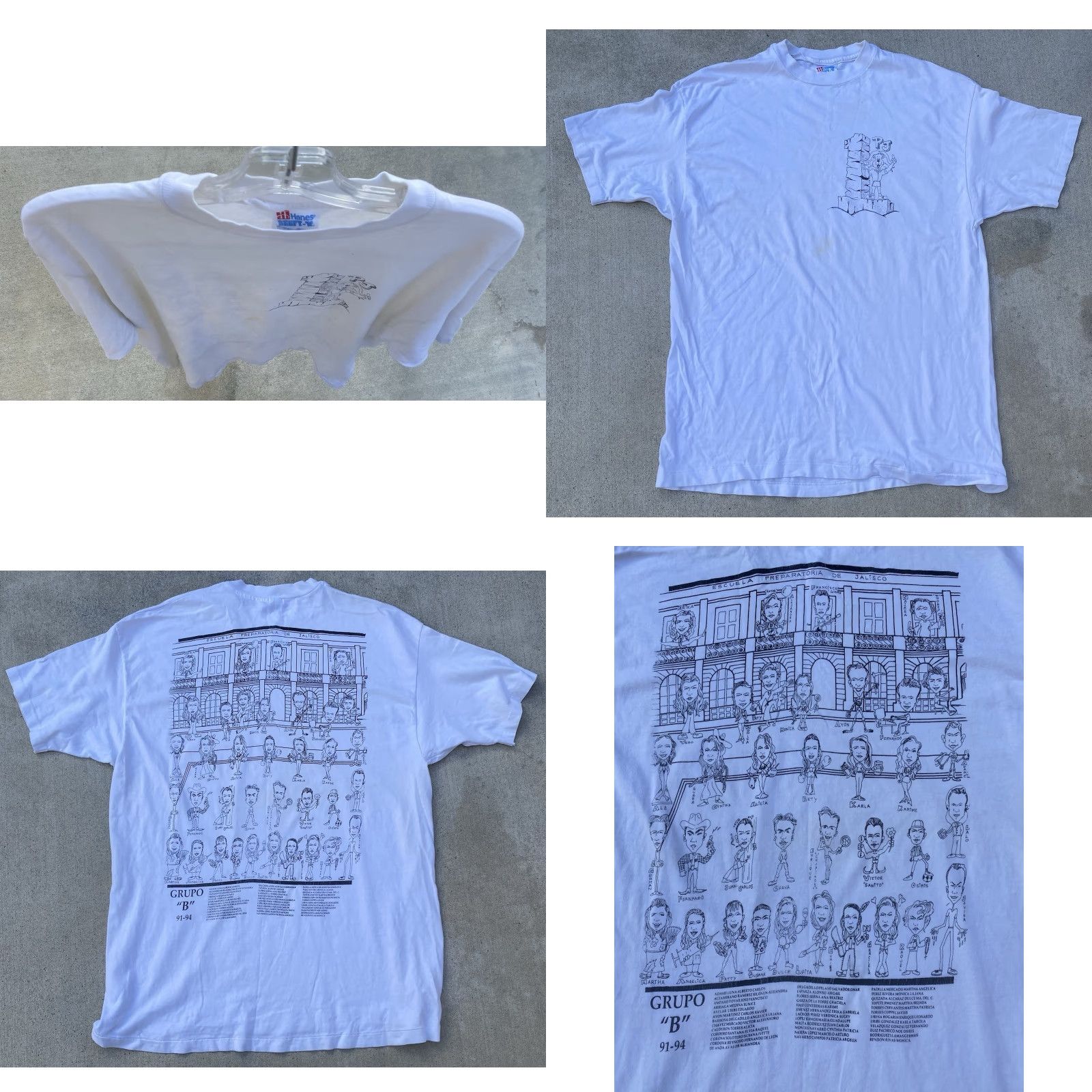 Hanes Vintage Hanes Beefy-T T-Shirt Escuela Preparatoria de Jalisco Grupo B 91-94 XL White 90s School Mens Size US XL / EU 56 / 4 - 10 Thumbnail