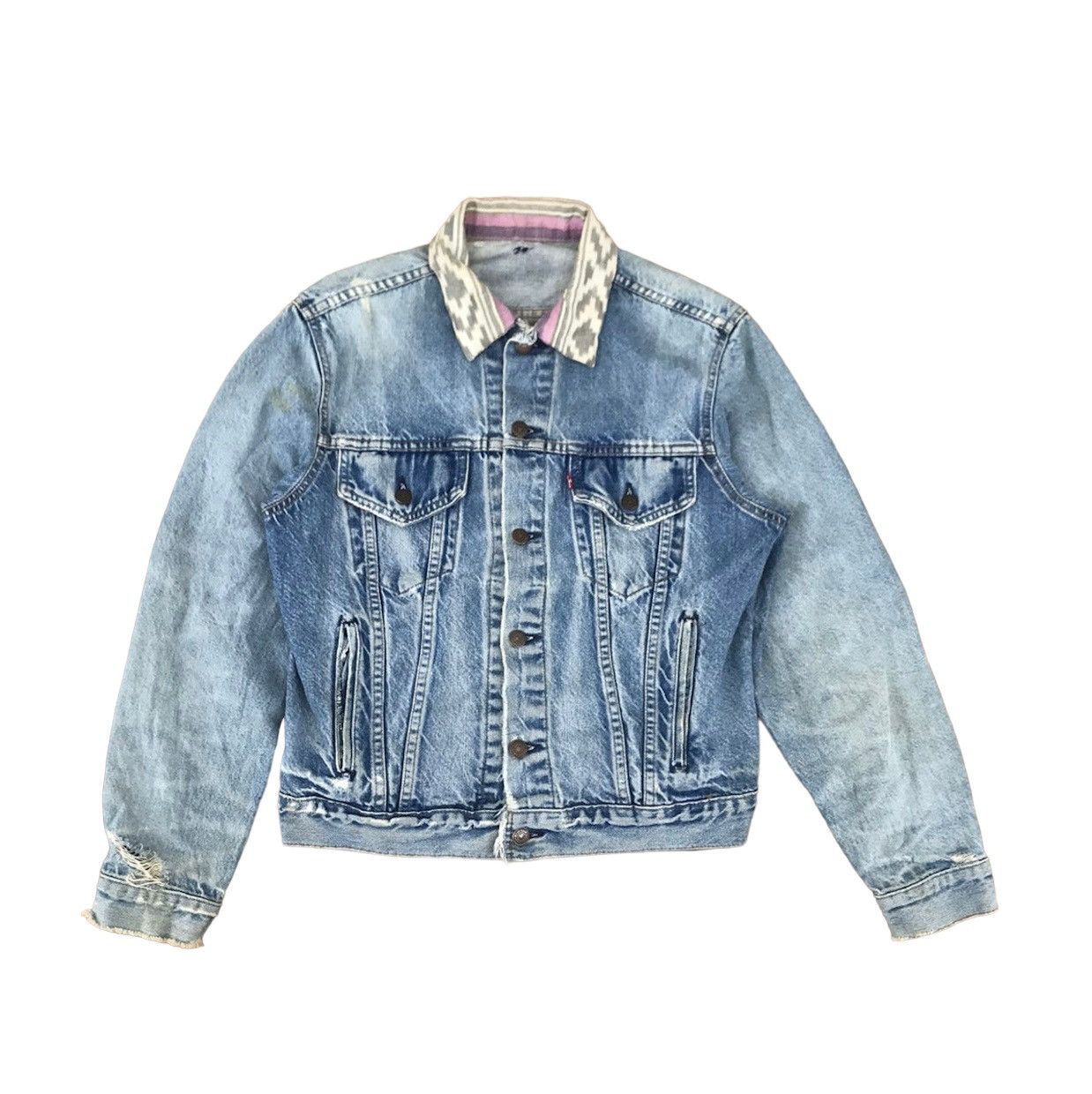 Levi's Vintage Levis Denim Trucker Jacket Aztec Collar Size US M / EU 48-50 / 2 - 1 Thumbnail