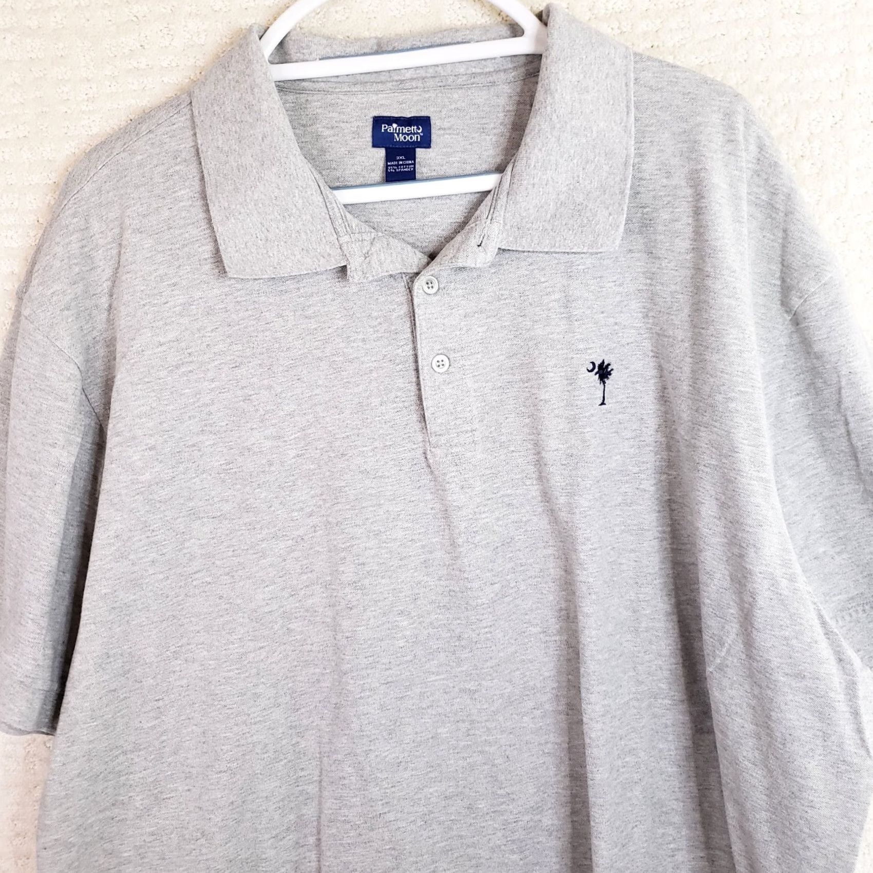 Vintage Palmetto Moon Men's 3XL Gray Polo Palmetto Tree SC Logo Embroidered Golf Shirt Size US XXL / EU 58 / 5 - 2 Thumbnail
