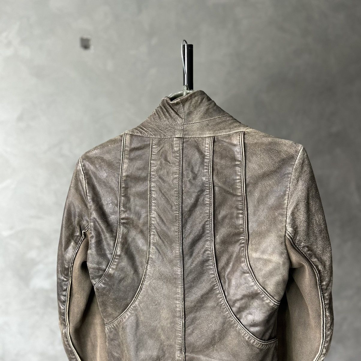 Allsaints Allsaints Faded Asymmetric Rick Owens Vibe Leather Jacket Size S / US 4 / IT 40 - 12 Thumbnail
