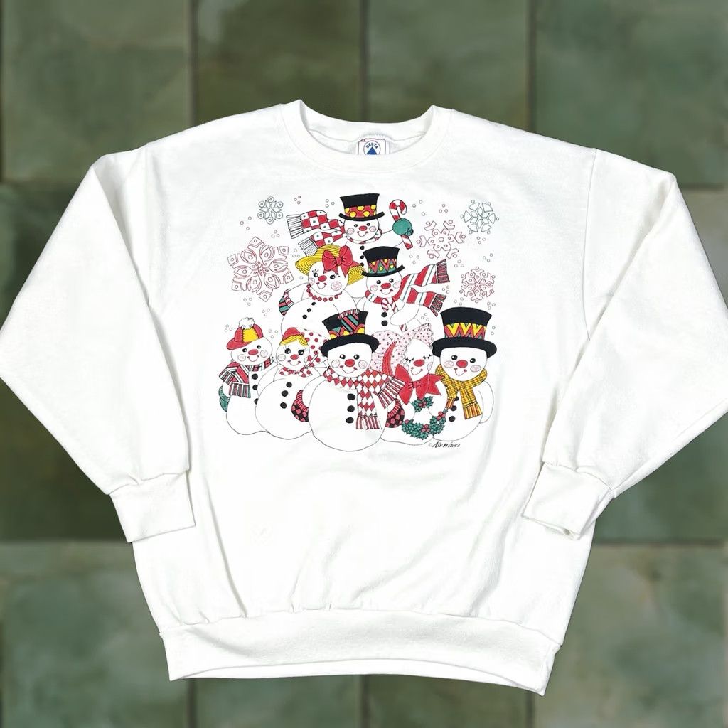 Delta VINTAGE Christmas Puff Print Graphic Crewneck Sweatshirt L Adults White Delta, 90s, Made In USA Size US L / EU 52-54 / 3 - 1 Thumbnail