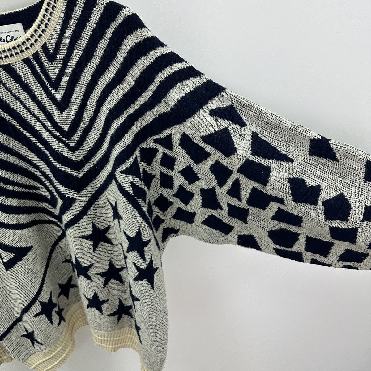 Vintage Vintage 90s Carlo Colucci knitted sweater Stars abstract y2k Size US L / EU 52-54 / 3 - 5 Thumbnail