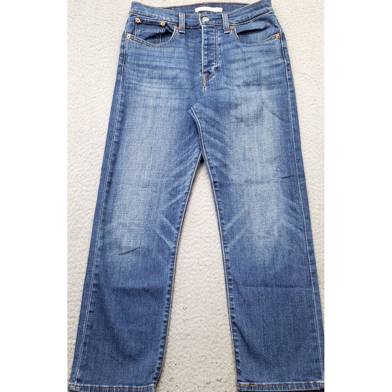 Levi's Levi's Wedgie Straight Jeans Mens 28x26 Blue Denim Red Tab Button Fly 5-Pocket Jeans Mens Size 28 Blue Size US 28 / EU 44 - 2 Thumbnail