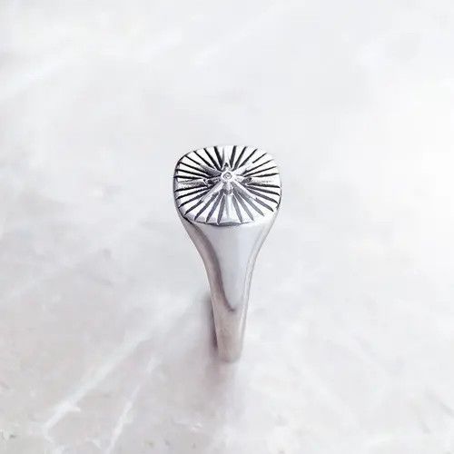 Jewelry SIZE 8 Sterling Silver Signet Ring Vintage Star Fine Size ONE SIZE - 4 Thumbnail