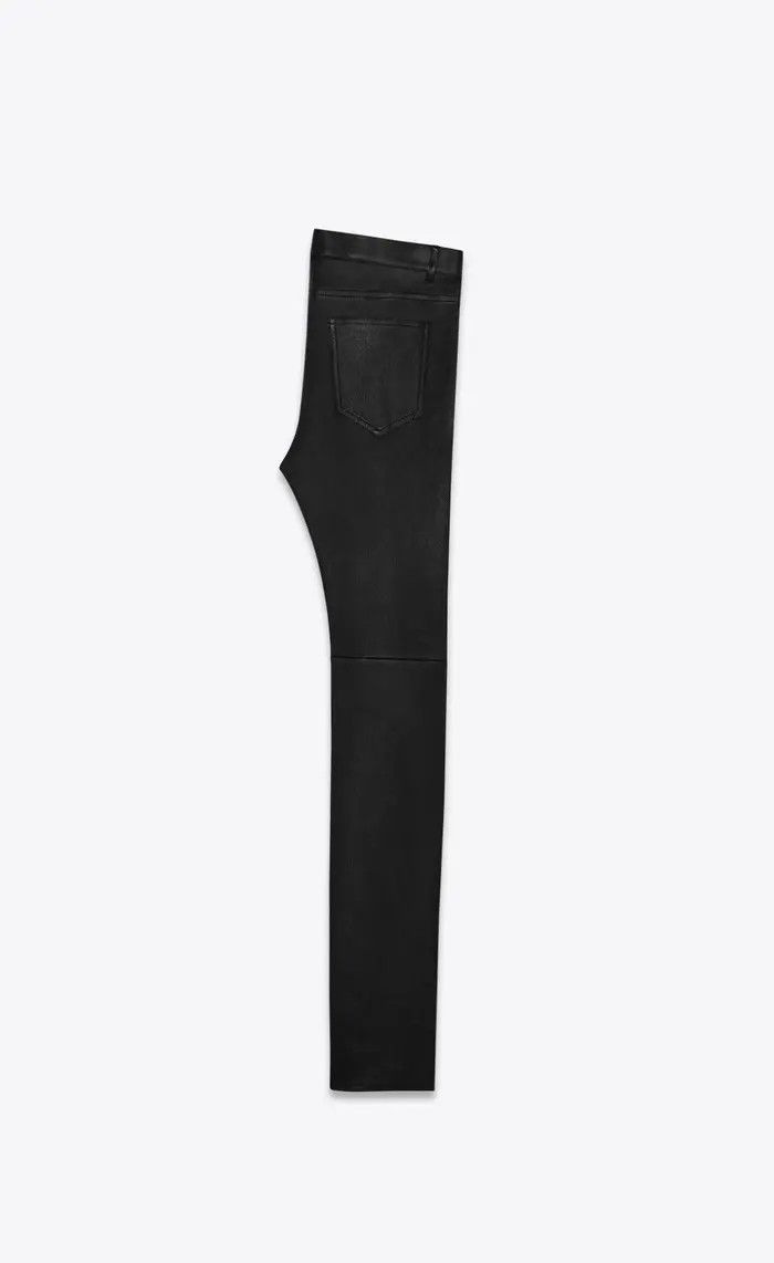 Saint Laurent Paris oc11z1225 Skinny Pants in Stretch Grained Leather Black Size US 38 / EU 54 - 2 Thumbnail