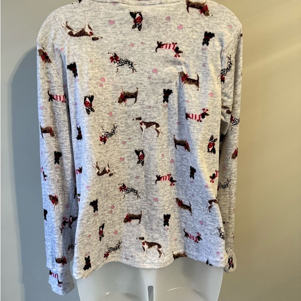 Laura Ashley Laura Ashley Gray Dog Print Pajama Top Size L / US 10 / IT 46 - 2 Thumbnail