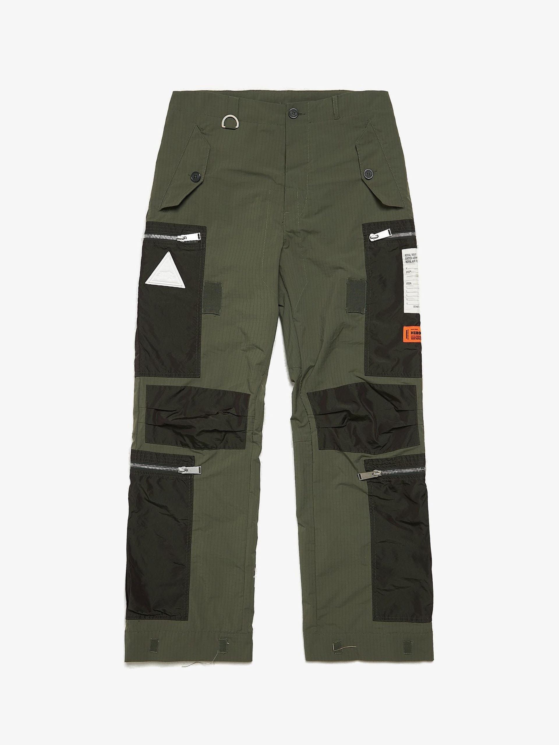 Heron Preston Khaki Patched Ripstop Wide Polyester Cargo Pants Size US 34 / EU 50 - 1 Thumbnail