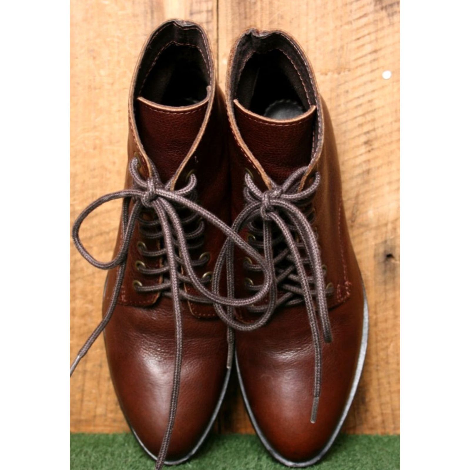 Jeffrey Campbell JEFFREY CAMPBELL Gamin Brown Leather Block Heel Ankle Boots - Bootie Women US 7 EU 38, Mid Heel, Leather, 2" Heel, Brown, Size 7, Womens Size US 7 / IT 37 - 4 Thumbnail