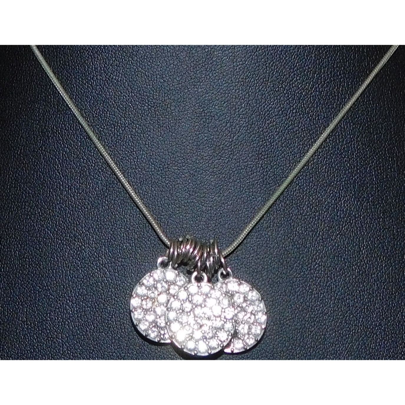 Other Casual Glam Triple Rhinestone Medallion Silver Tone Necklace Size ONE SIZE - 1 Thumbnail