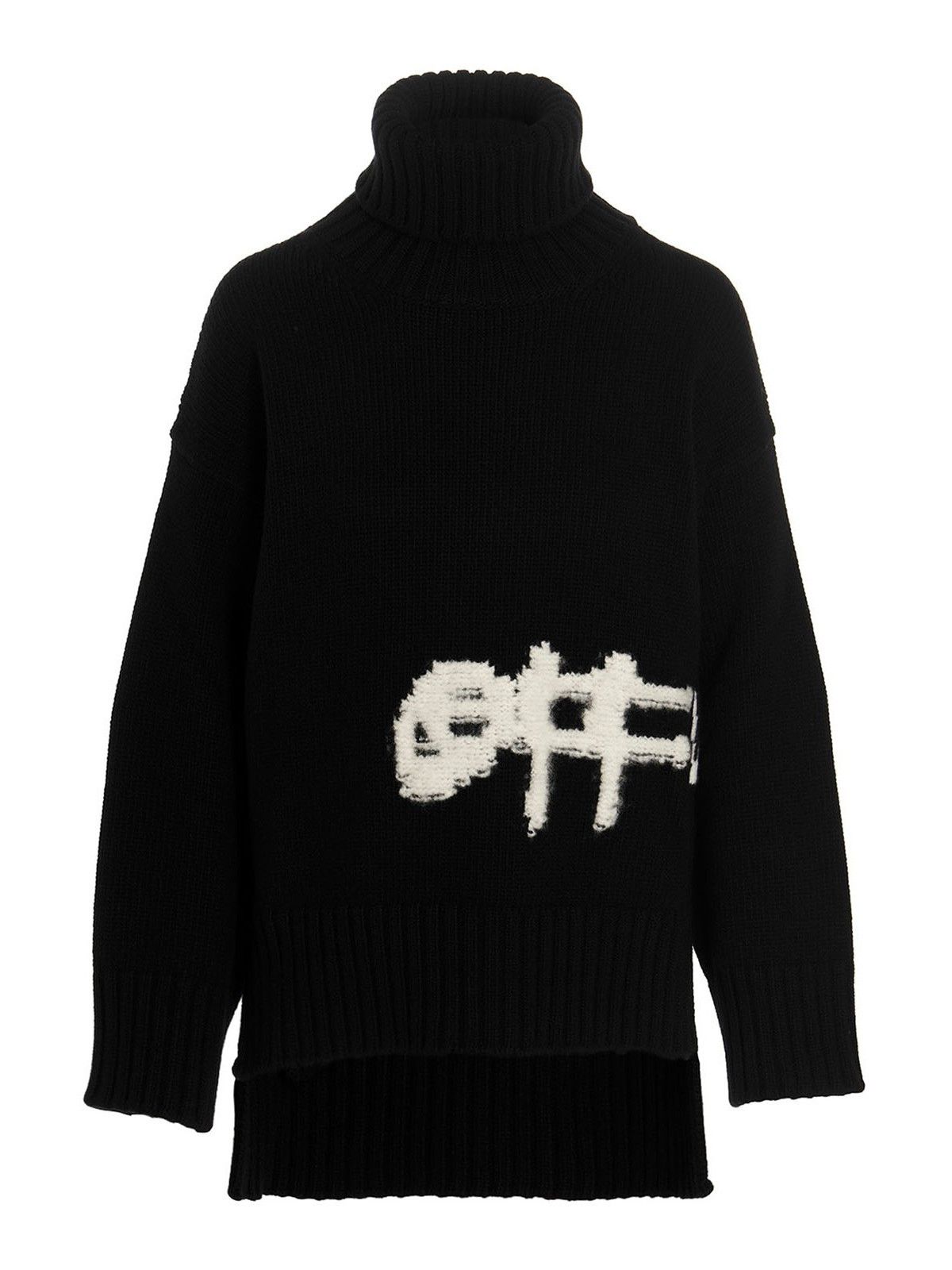 Off-White o1gr1nt1124 Logo Intarsia Turtleneck Sweater in Black Size S / US 4 / IT 40 - 1 Thumbnail
