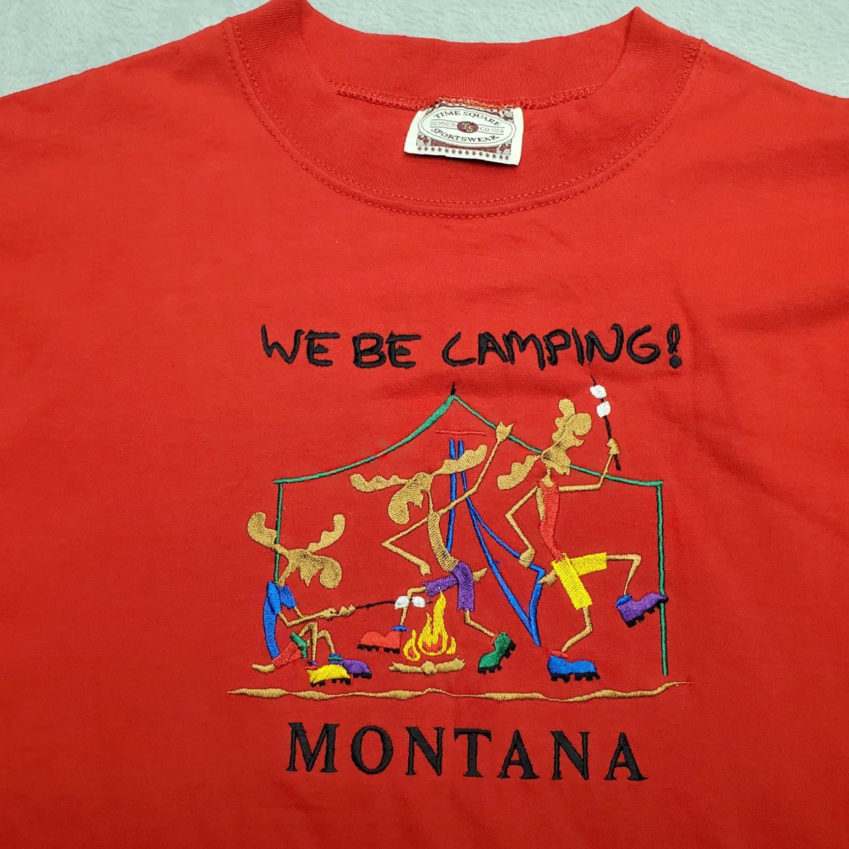 Vintage VINTAGE Montana Shirt Mens XL Red Camping Embroidery USA Casual TEE Size US XL / EU 56 / 4 - 2 Thumbnail