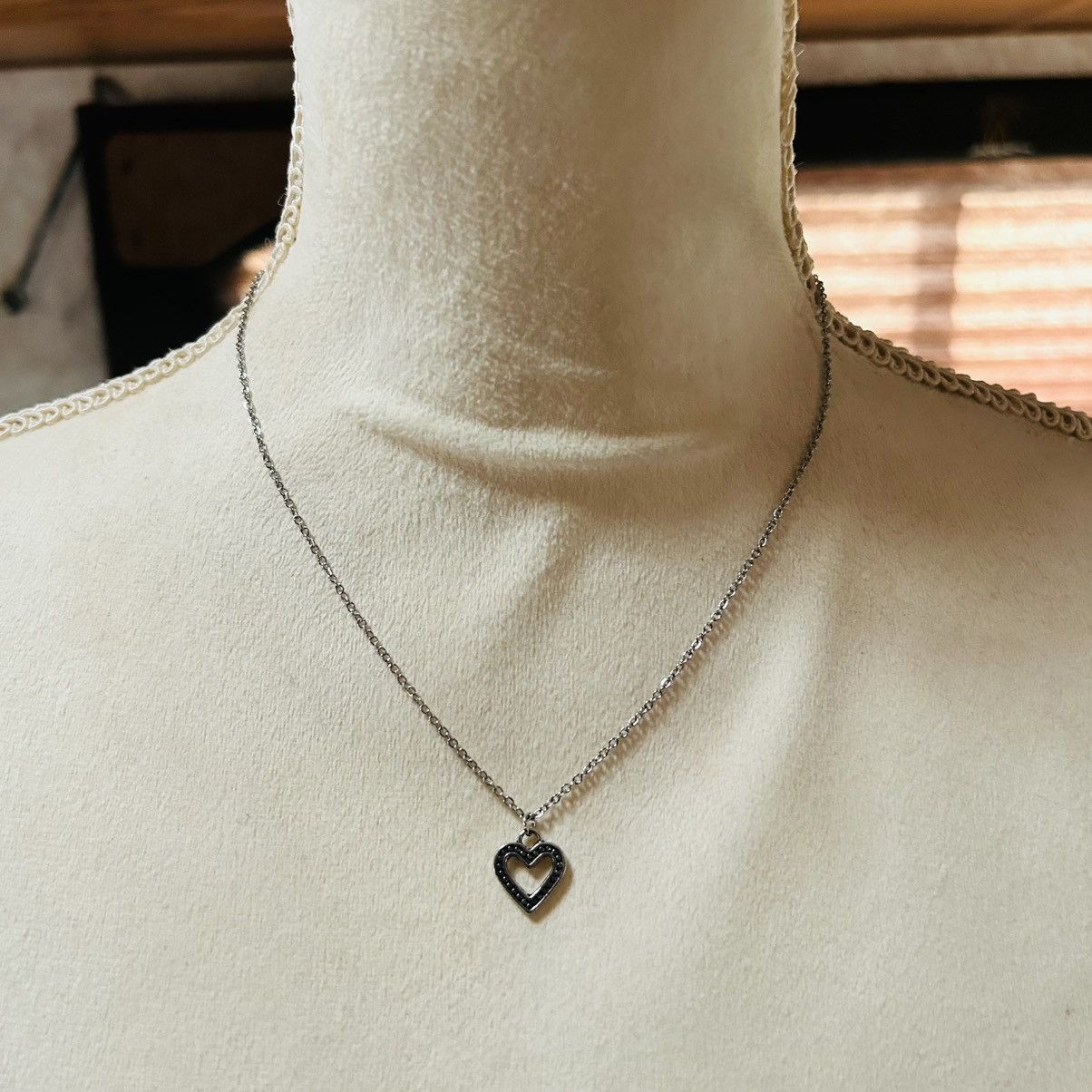 Handmade Handcrafted dual sided open heart pendant on chain necklace Size ONE SIZE - 2 Thumbnail