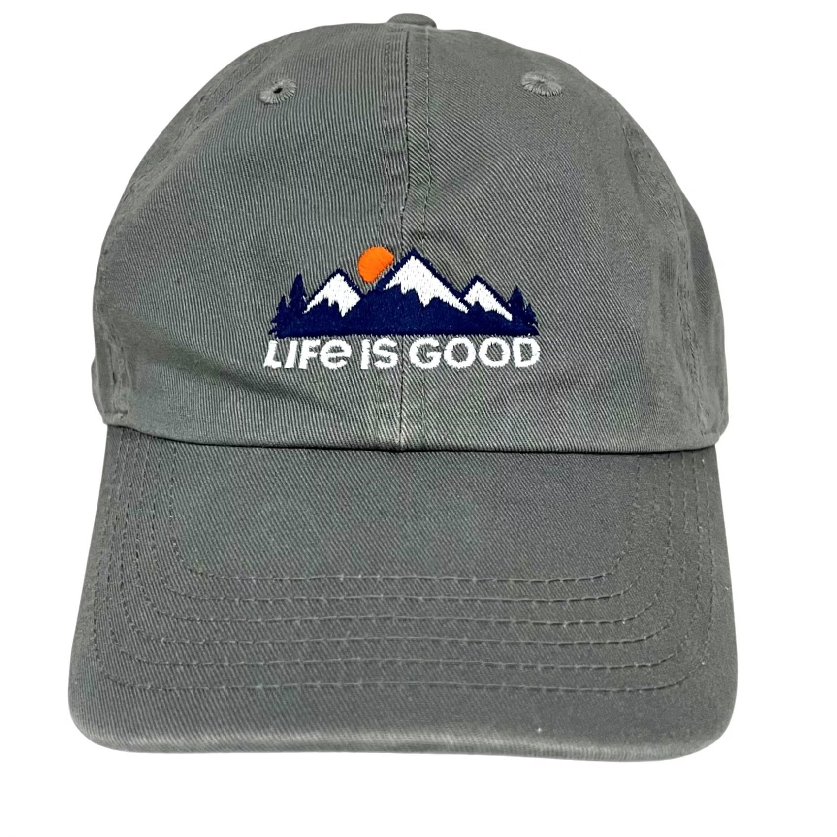 Life is Good Life Is Good Hat Cap Gray Mountains Embroidered Strap Back Cotton Adjustable Baseball Cap Unisex Adults One Size Size ONE SIZE - 2 Thumbnail