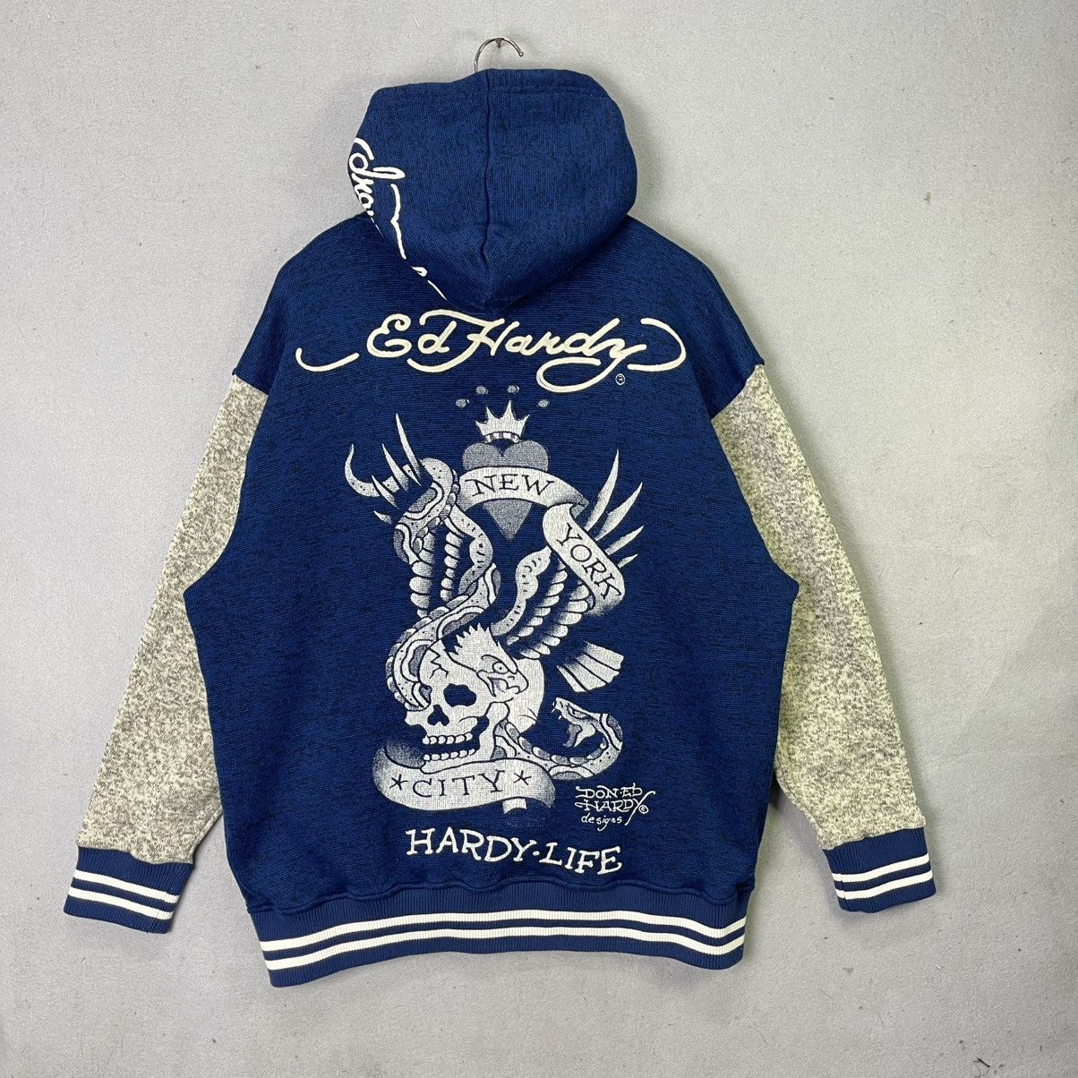 Ed Hardy Ed Hardy New York Skull Eagle Graphic Varsity Hoodie Jacket Size US XXL / EU 58 / 5 - 1 Thumbnail