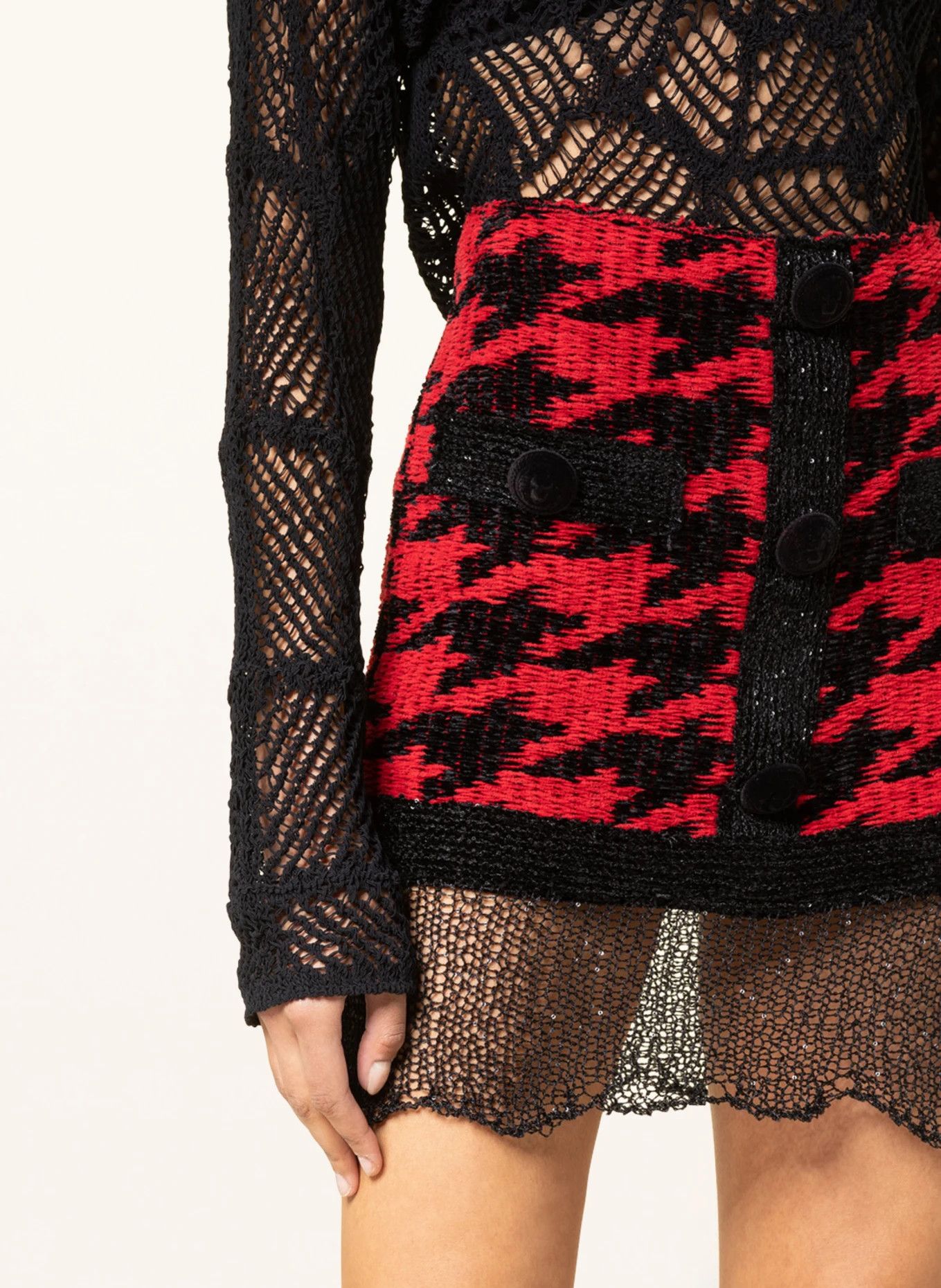 Balmain o1y0625 Mini Skirt in Red/Black Size 26" / US 2 / IT 38 - 4 Thumbnail