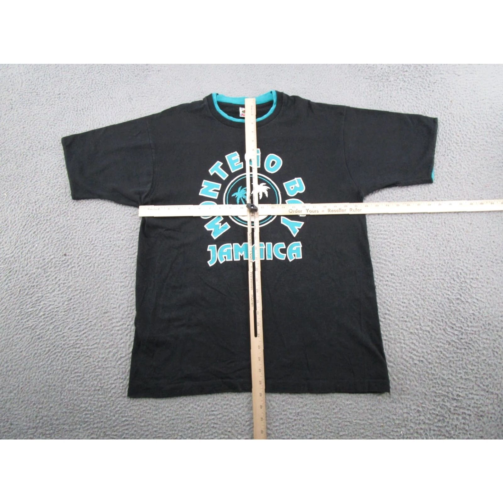 Fruit Of The Loom VINTAGE Montego Bay Jamaica 90s Fruit of the Loom Shirt XL Black Cotton Crew Neck Short Sleeve Men 90s Vintage T-Shirt Size US XL / EU 56 / 4 - 4 Thumbnail