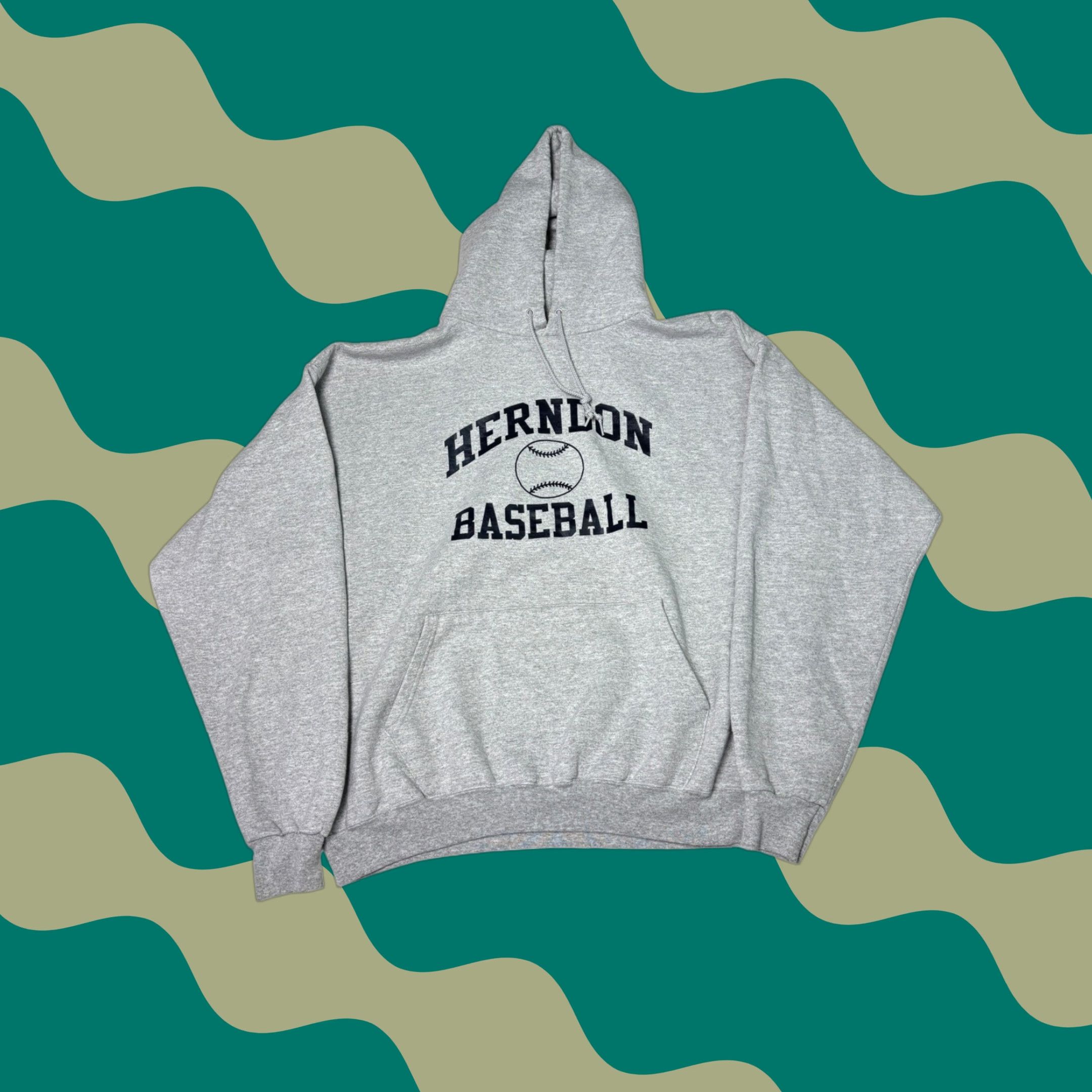 Champion VINTAGE Champion Hoodie Baseball Hernlon Graphic Print XL Gray Men Size XL Crew Neck Pullover Sweatshirt with Pockets Size US XL / EU 56 / 4 - 1 Thumbnail