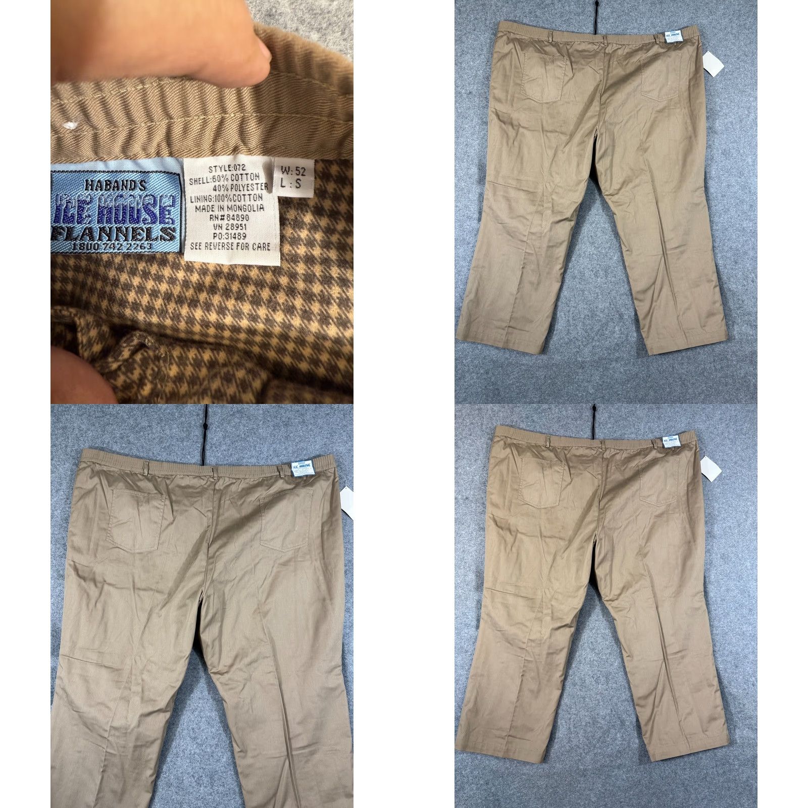 Haband Haband Ice House Pants Mens 52X28 Khaki Elastic Waist Slacks NWT Cotton Polyester Flat Front Pockets Size US 36 / EU 52 - 8 Thumbnail
