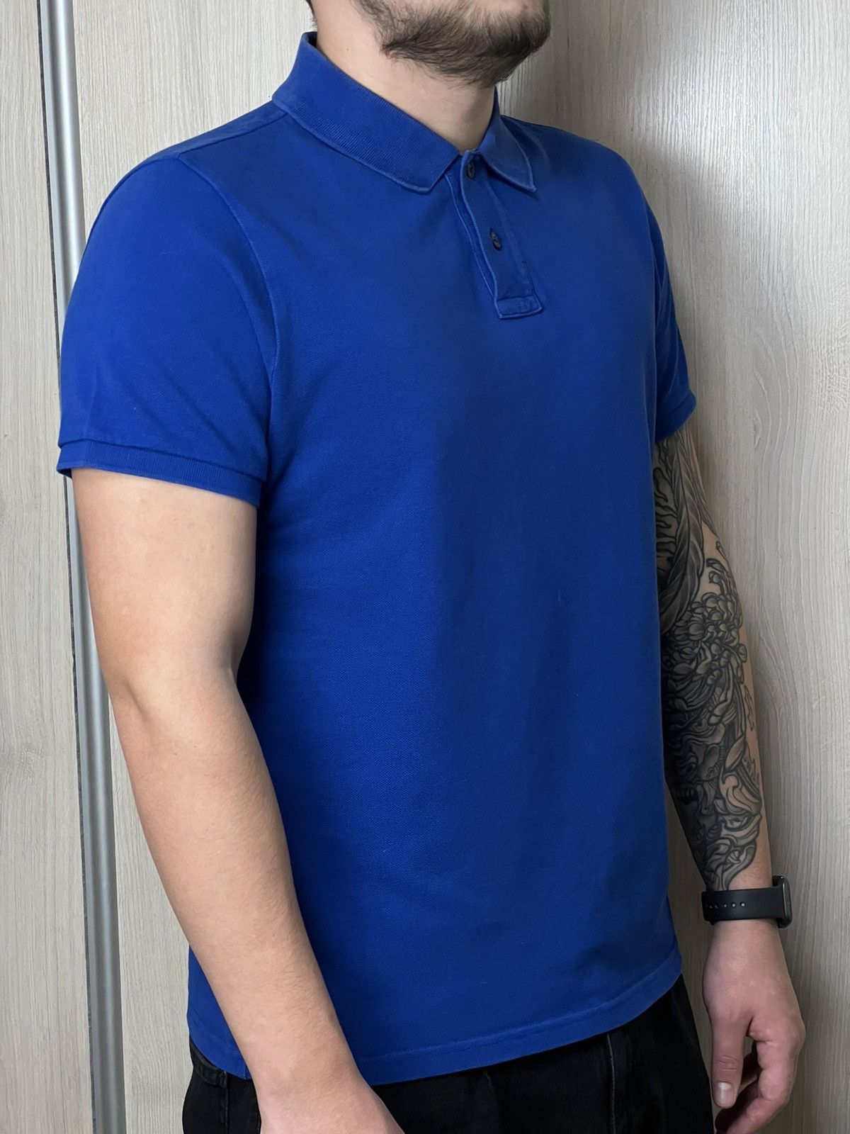 Moncler MONCLER Polo Shirt Cotton Blue Short Sleeve Logo Patch Size US L / EU 52-54 / 3 - 5 Thumbnail