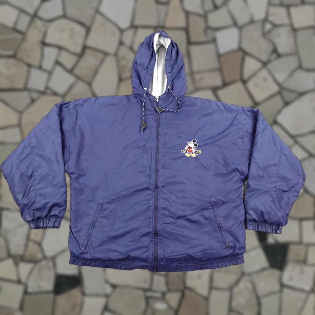 Vintage Disney Jacket Mens XL Blue Mickey Mouse Windbreaker Coat Full Zip Up Y2K