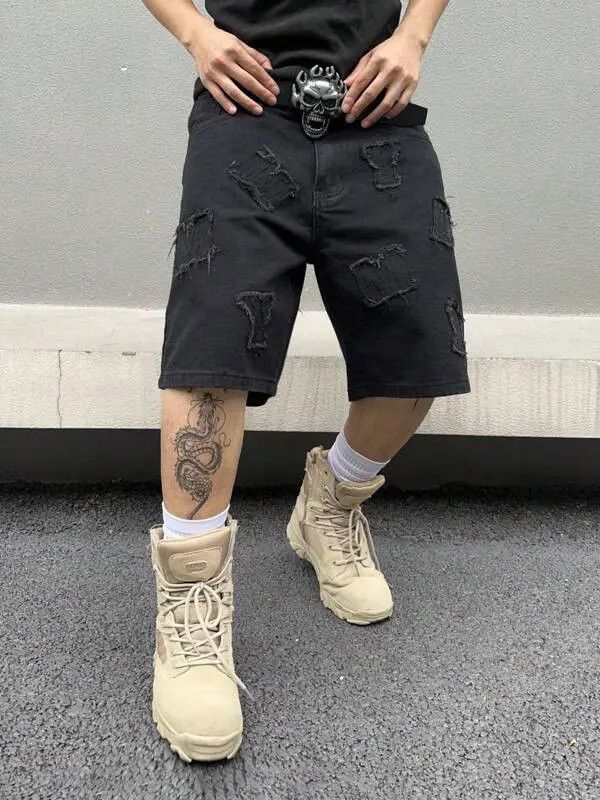 Japanese Brand Harada x Mari Distressed Y2k Shorts Jorts Denim Size US 32 / EU 48 - 3 Thumbnail