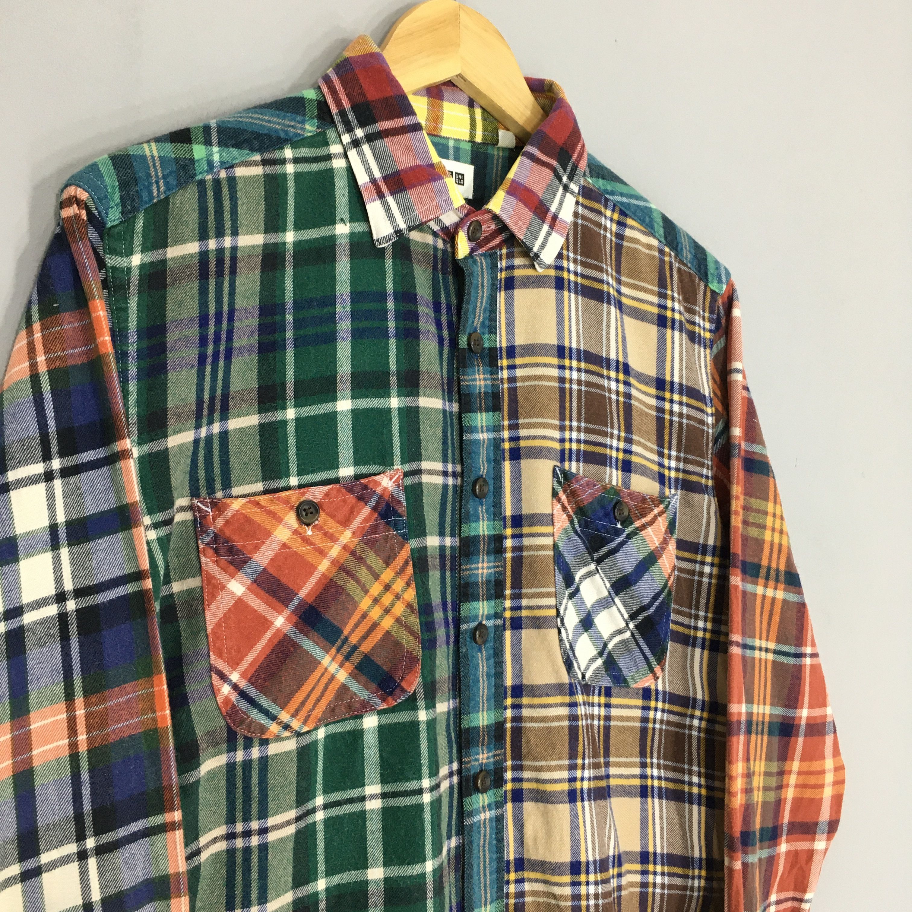 Uniqlo Patchwork Rebuild Checkered Flannel Shirt Medium Size US M / EU 48-50 / 2 - 3 Thumbnail