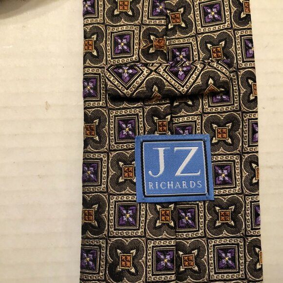Other JZ Richards men's new brown 100%silk tie 3 1/2" X 61" Size ONE SIZE - 3 Thumbnail