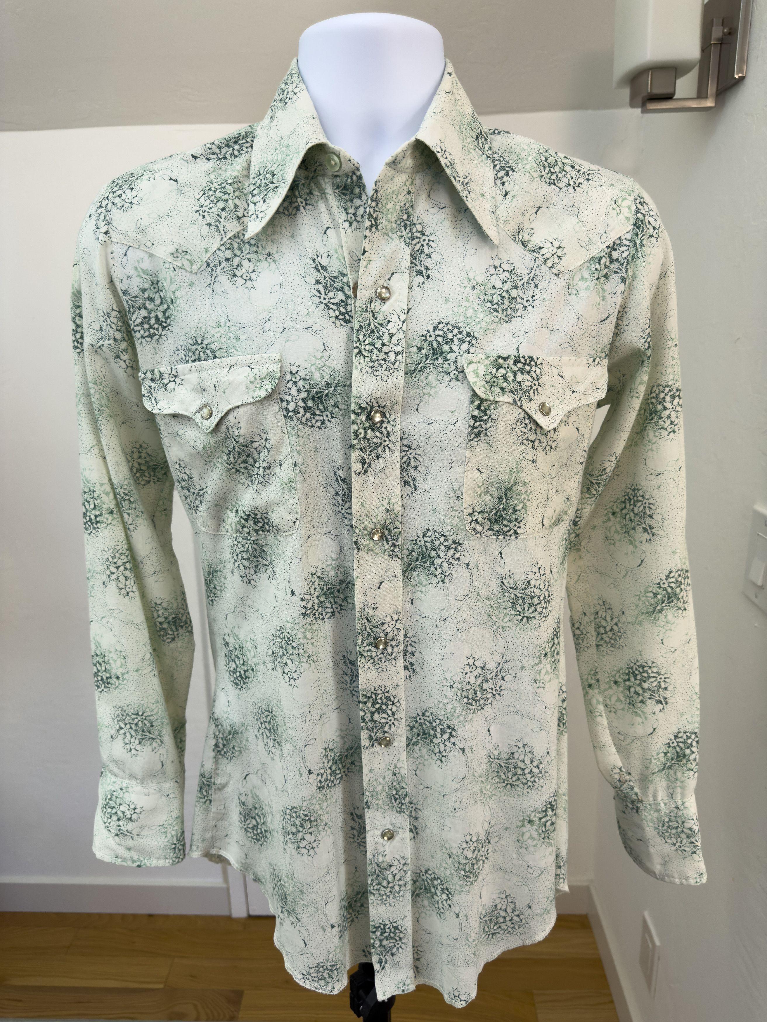 Other Vintage 70s Floral Western Button Up Shirt Pearl Snap Size US M / EU 48-50 / 2 - 1 Thumbnail