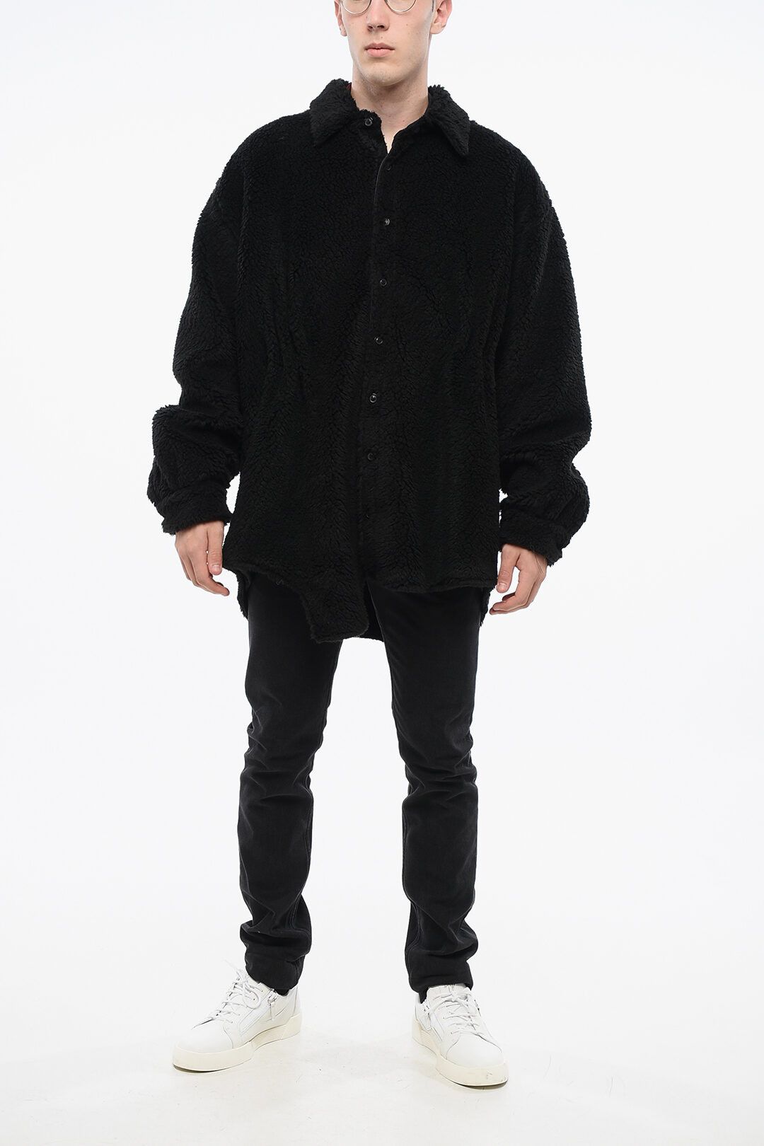 Maison Margiela og1mm0825 Solid Color Faux Fur Coat in Black Size US M / EU 48-50 / 2 - 4 Thumbnail