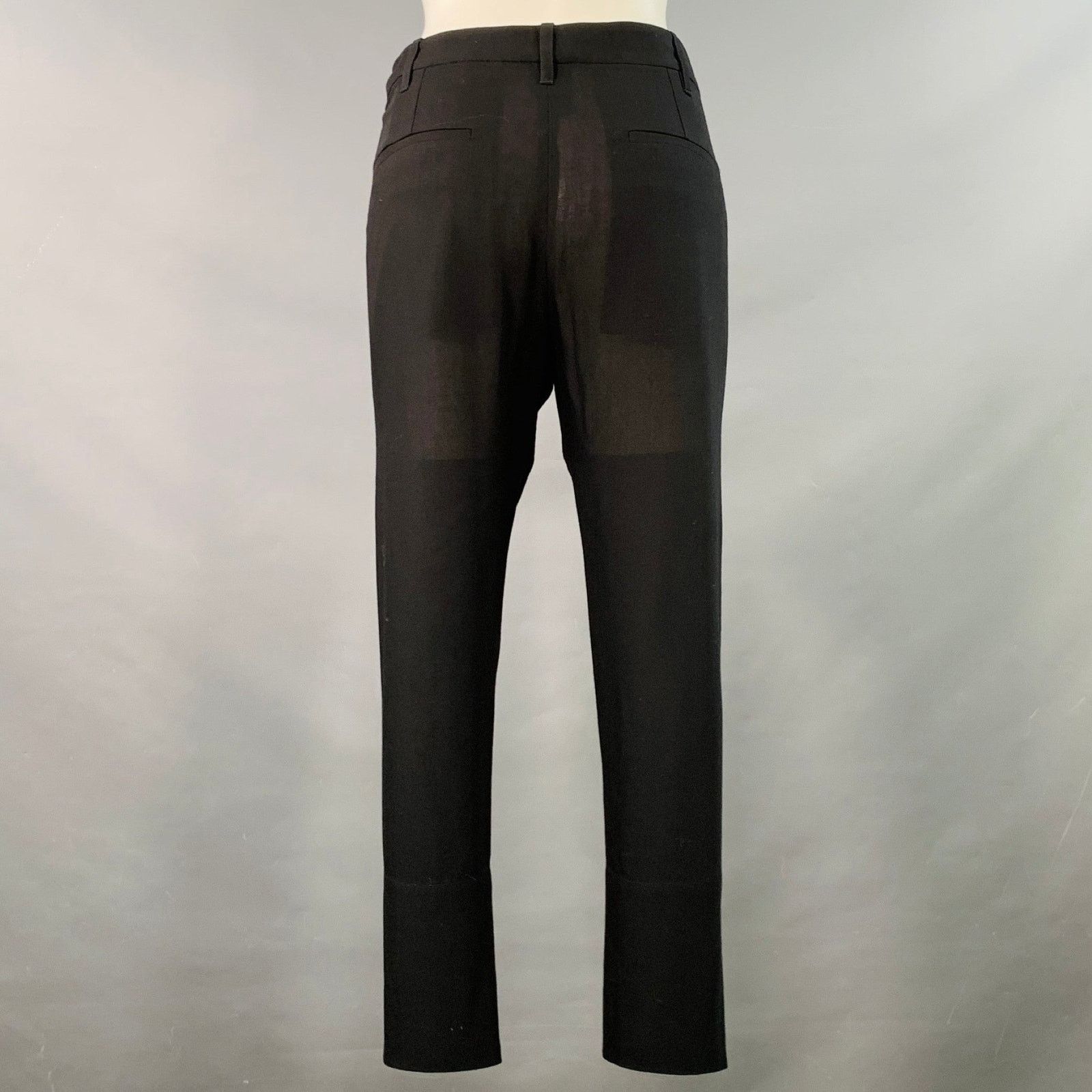 Ann Demeulemeester Size 8 Black Wool Flat Front Ankle Slit Dress Pants Size 30" / US 8 / IT 44 - 3 Thumbnail