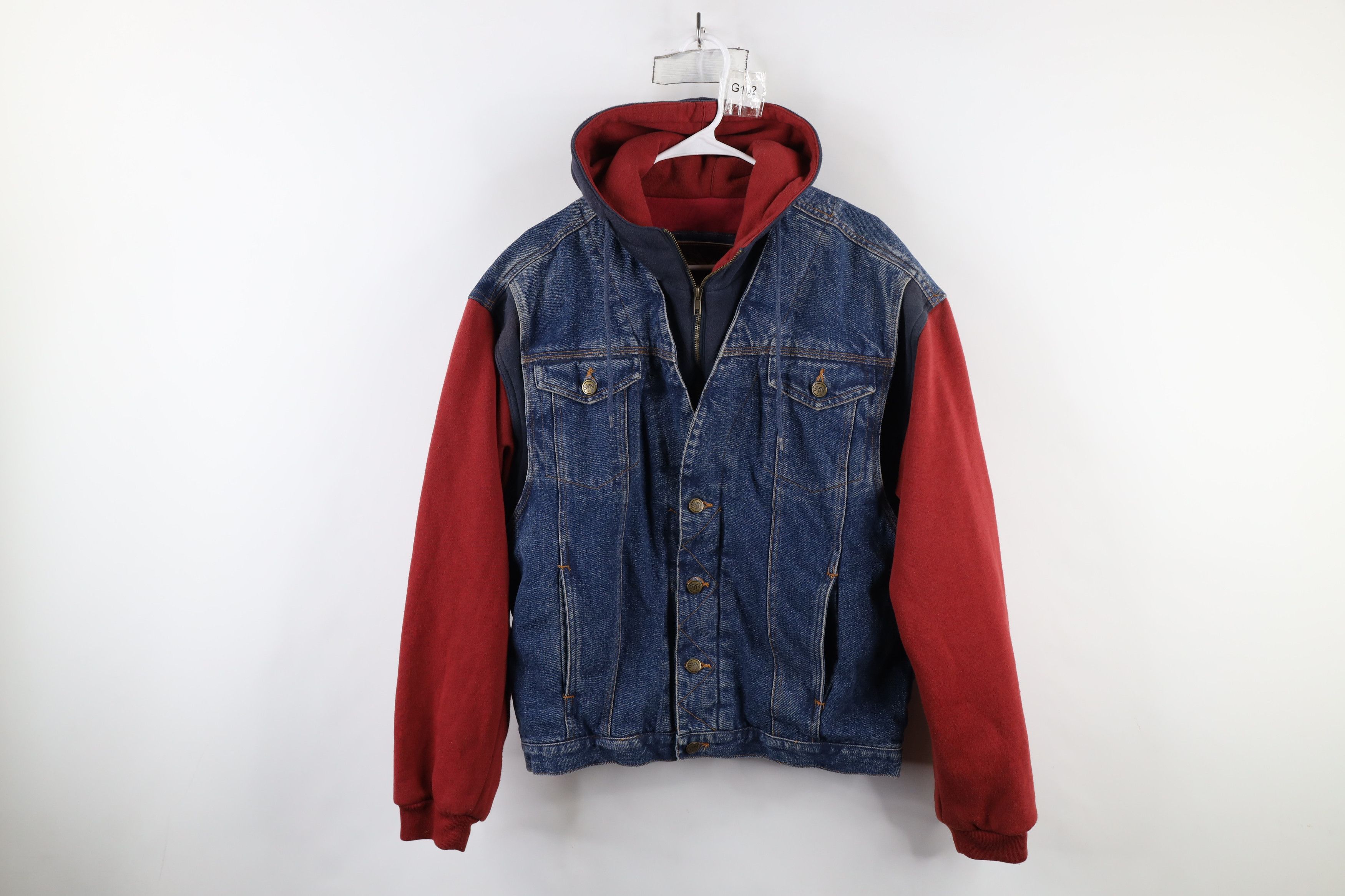 Vintage Vintage 90s Streetwear Hooded Denim Jean Trucker Jacket Size US S / EU 44-46 / 1 - 1 Thumbnail