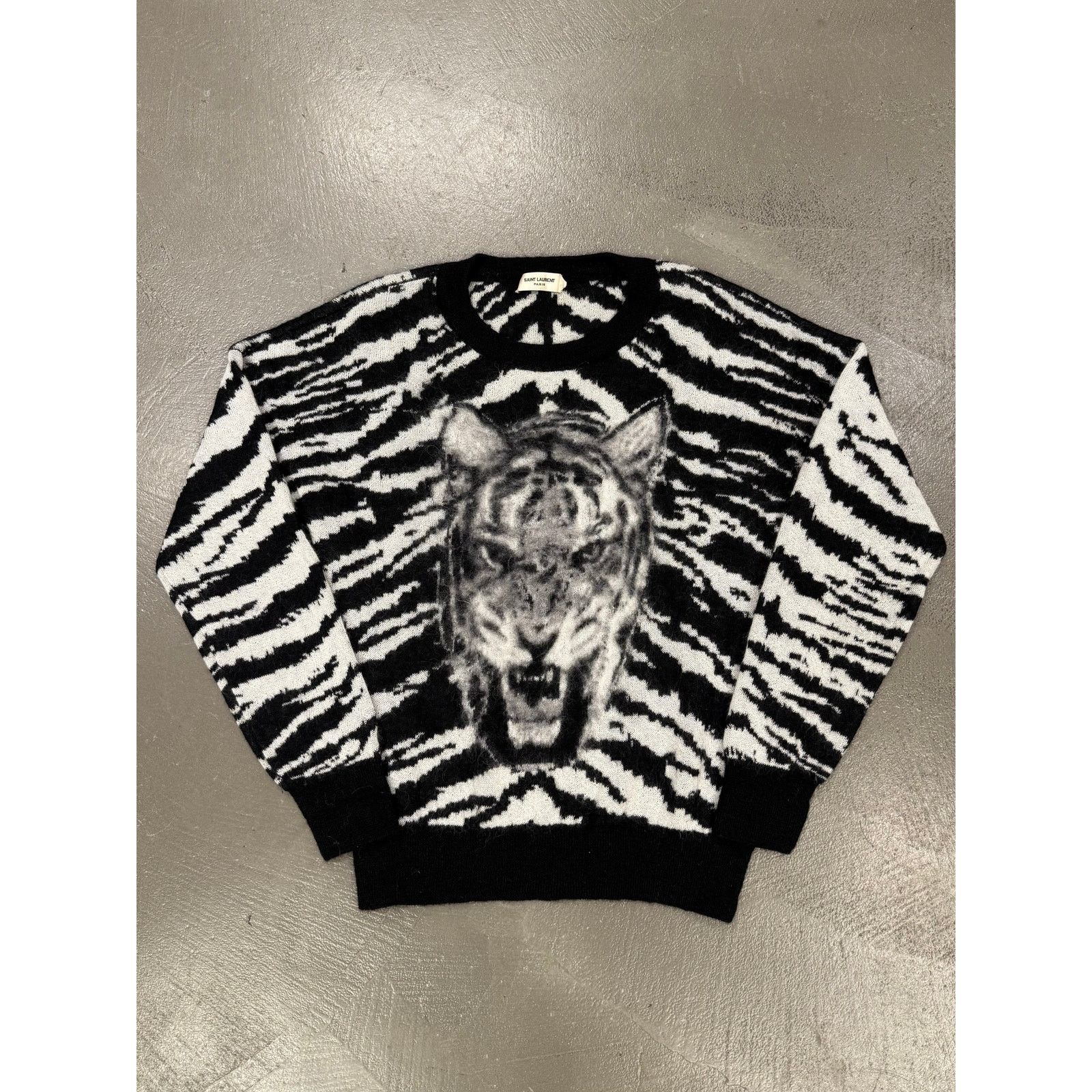 Saint Laurent Paris 2015 Saint Laurent Paris by Hedi Slimane tiger stripe knit Size XS / US 0-2 / IT 36-38 - 1 Thumbnail
