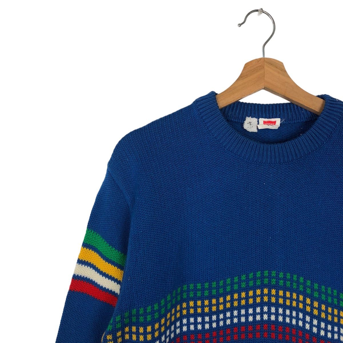Vintage 🔥RARE VINTAGE SWEATSHIRT MULTI COLOUR HANES STRIPED Size US L / EU 52-54 / 3 - 6 Thumbnail