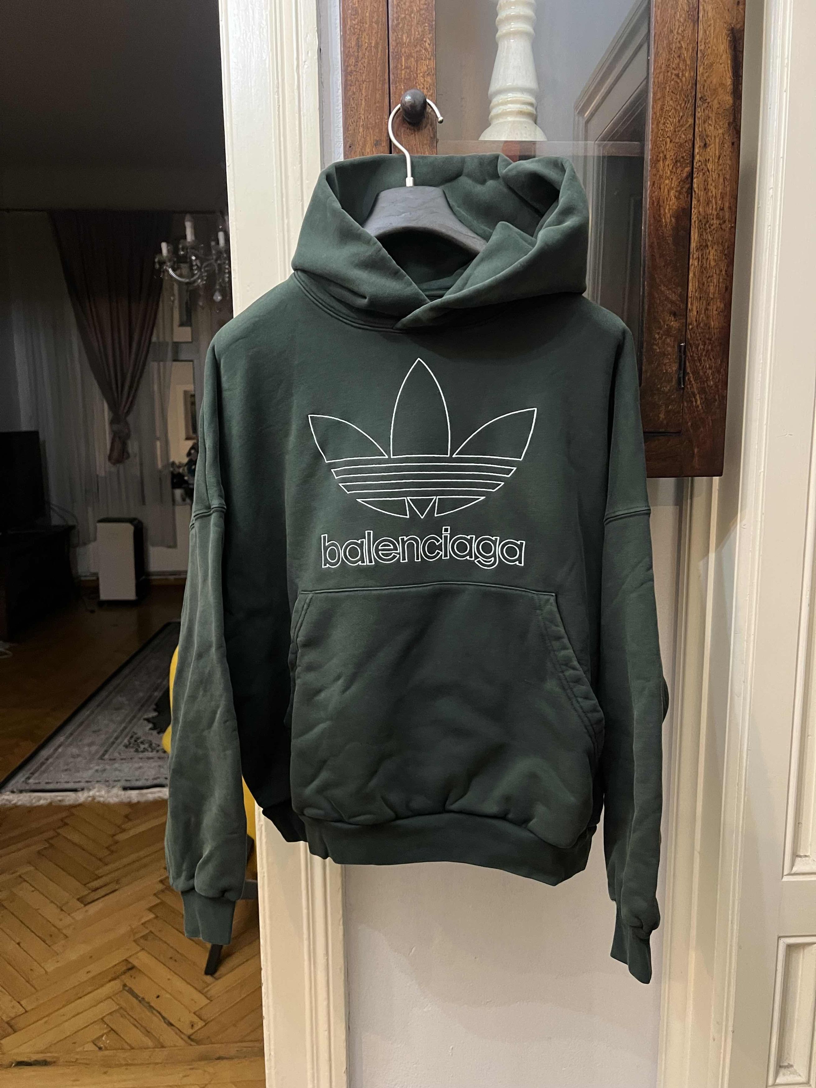 Adidas × Balenciaga Balenciaga Adidas Large Fit hoodie Green | Grailed