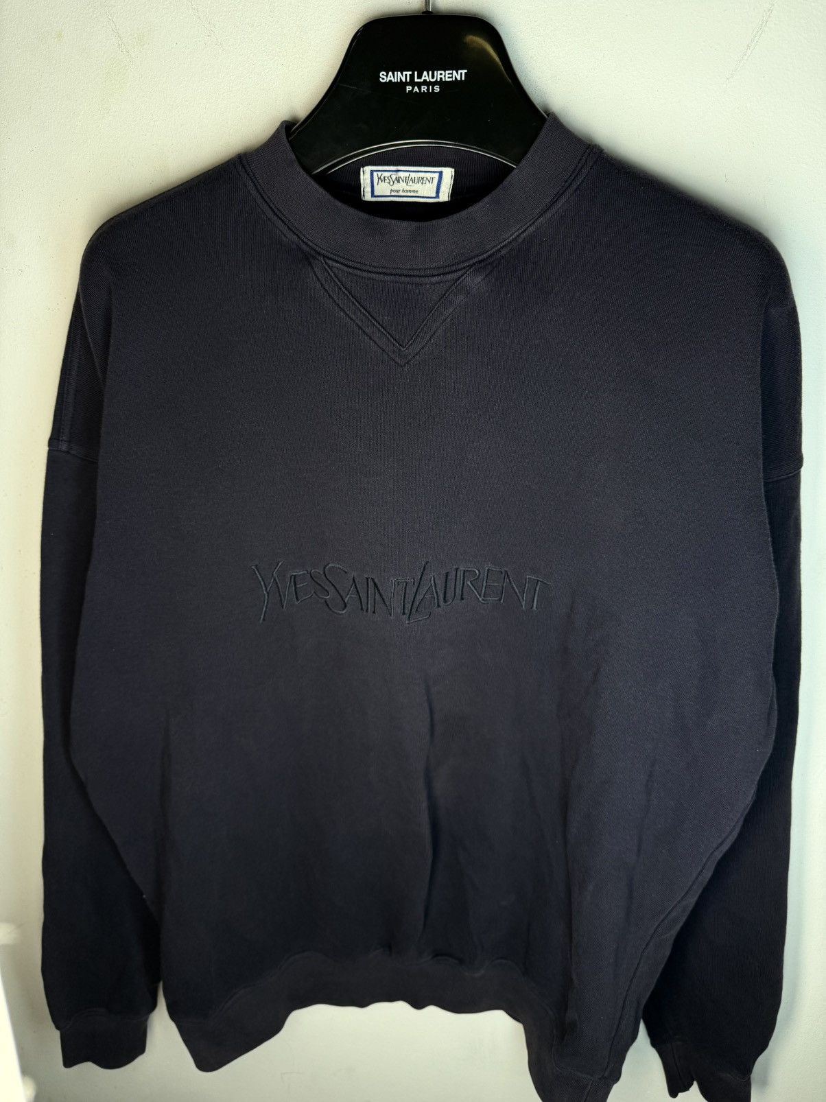 Yves Saint Laurent 90’s YSL Sweatshirt Big Logo YSL Sweater Navy Size US M / EU 48-50 / 2 - 16 Thumbnail