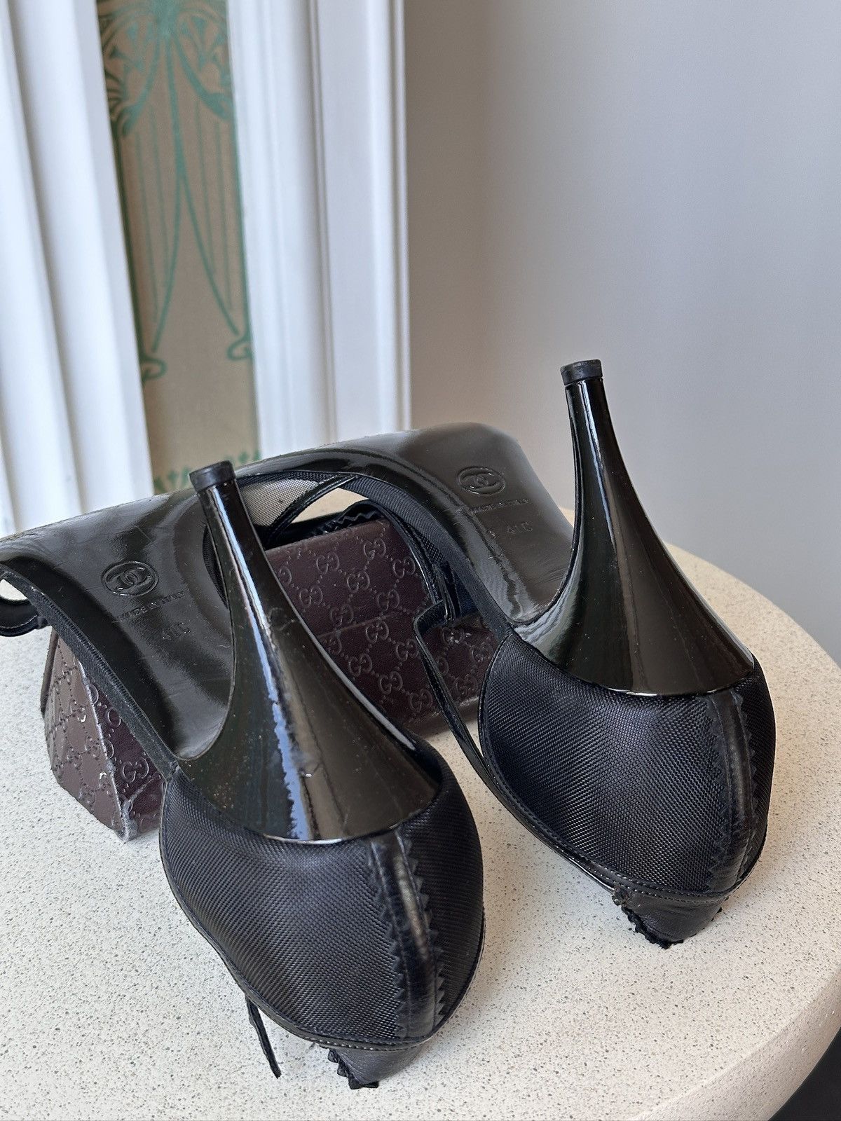 Chanel CHANEL Black Camellia Ankle Strap Mesh Leather Heels 42 Size US 11 / IT 41 - 16 Thumbnail