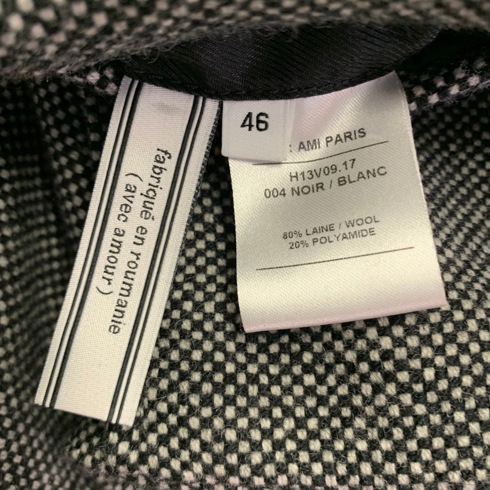 AMI AMI Size 36 Black Woven Wool Blend Notch Lapel Sport Coat Size 36R - 8 Thumbnail